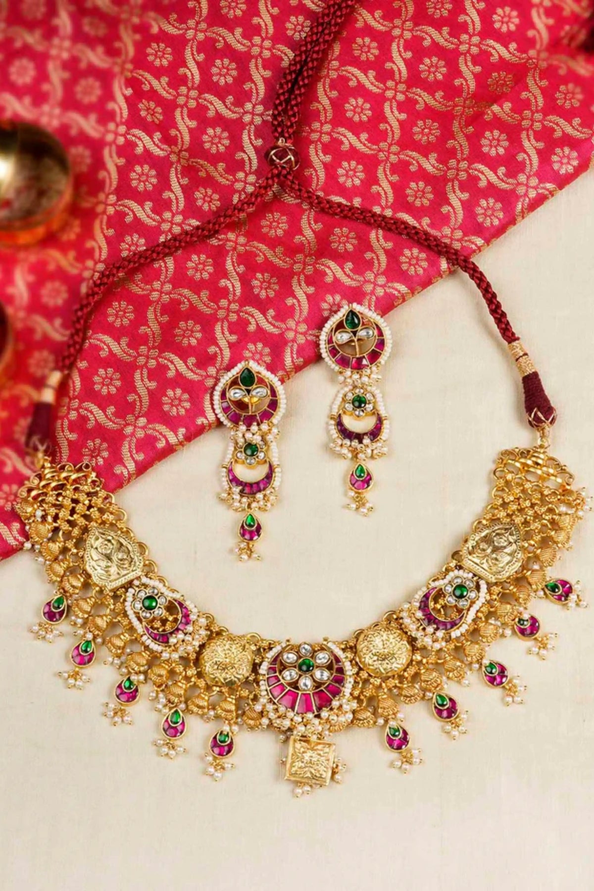 Multicolor Gold Plated Mishr Necklace Set