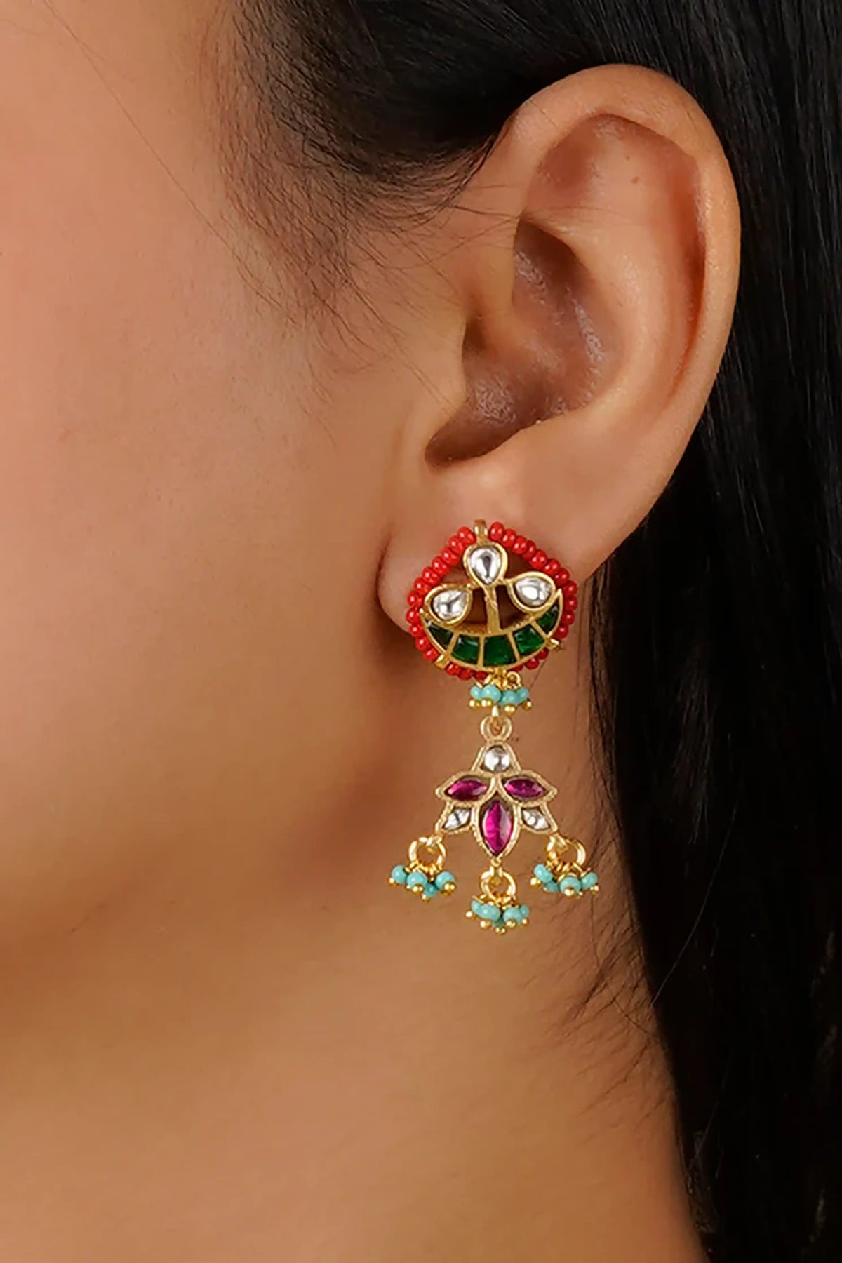 Multicolor Gold Plated Mishr Necklace Set