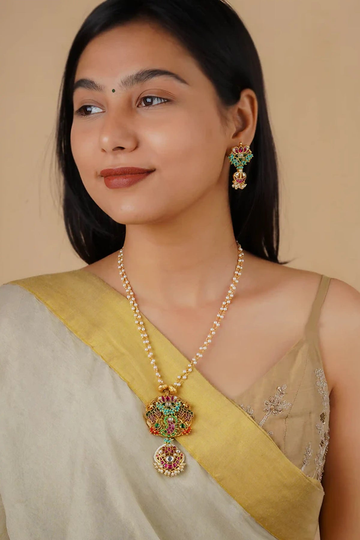 Multicolor Gold Plated Mishr Necklace Set