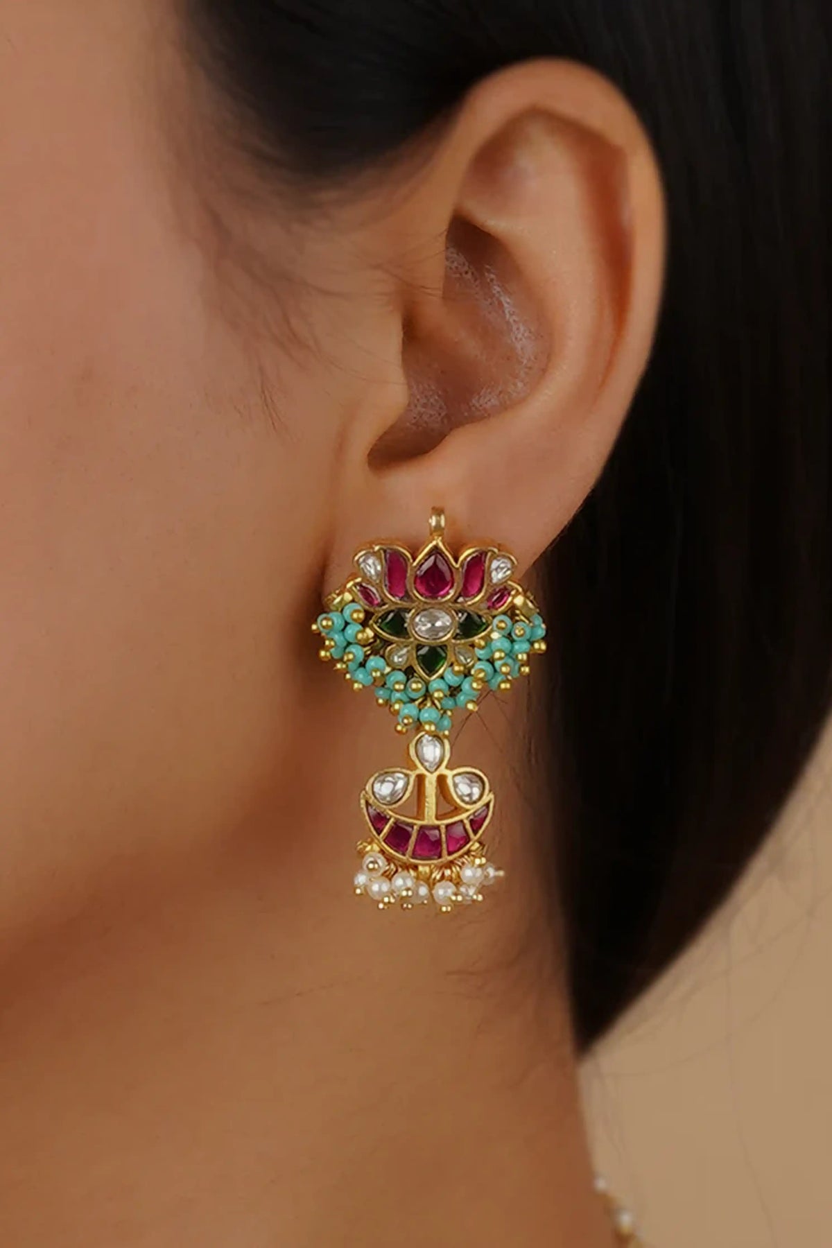 Multicolor Gold Plated Mishr Necklace Set