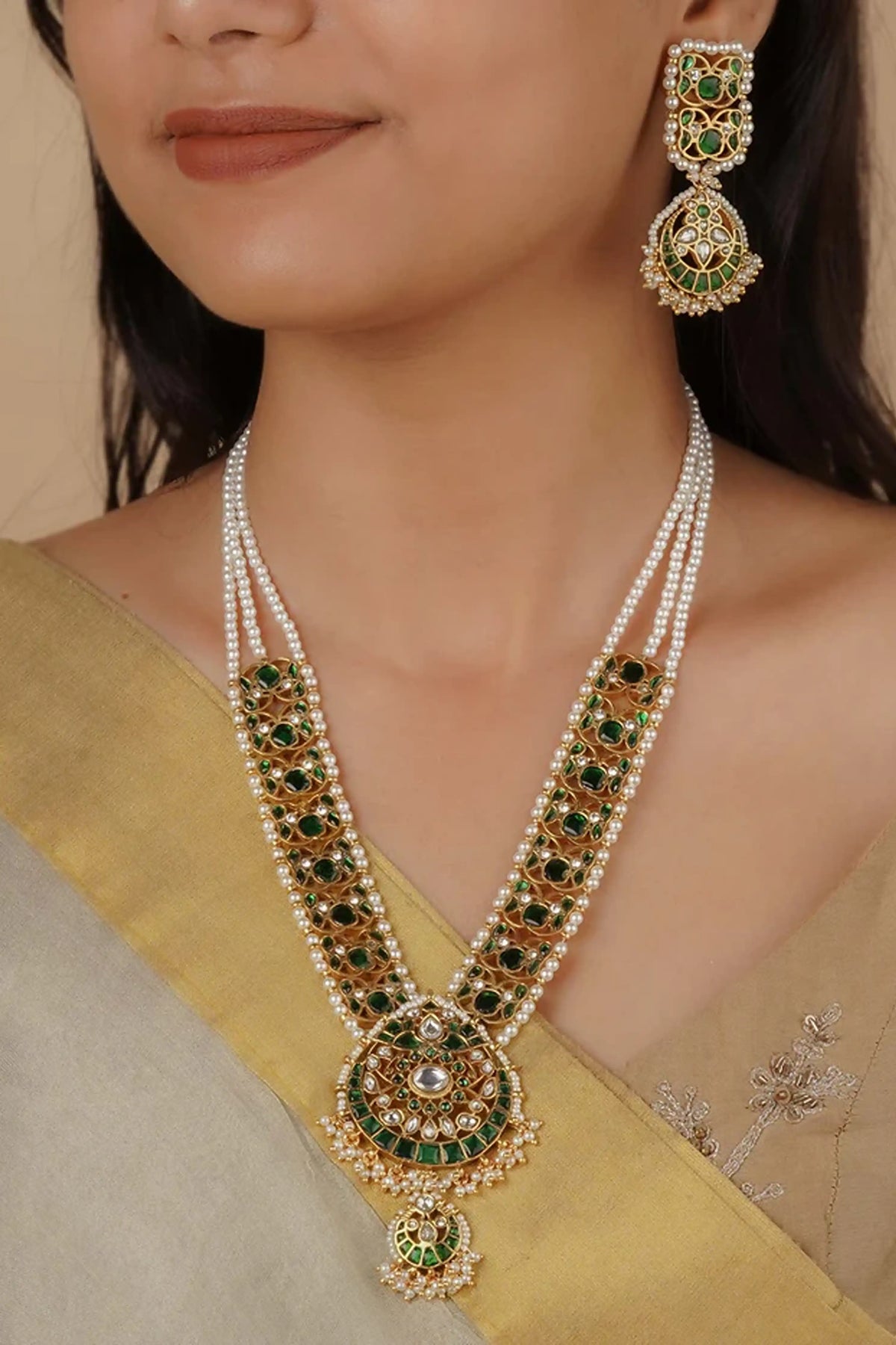 Green Gold Mishr Necklace Set