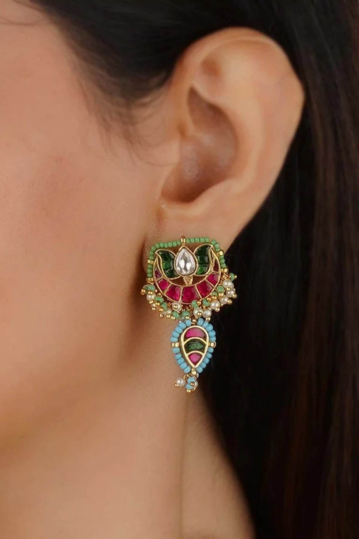 Multicolor Gold Plated Mishr Necklace Set