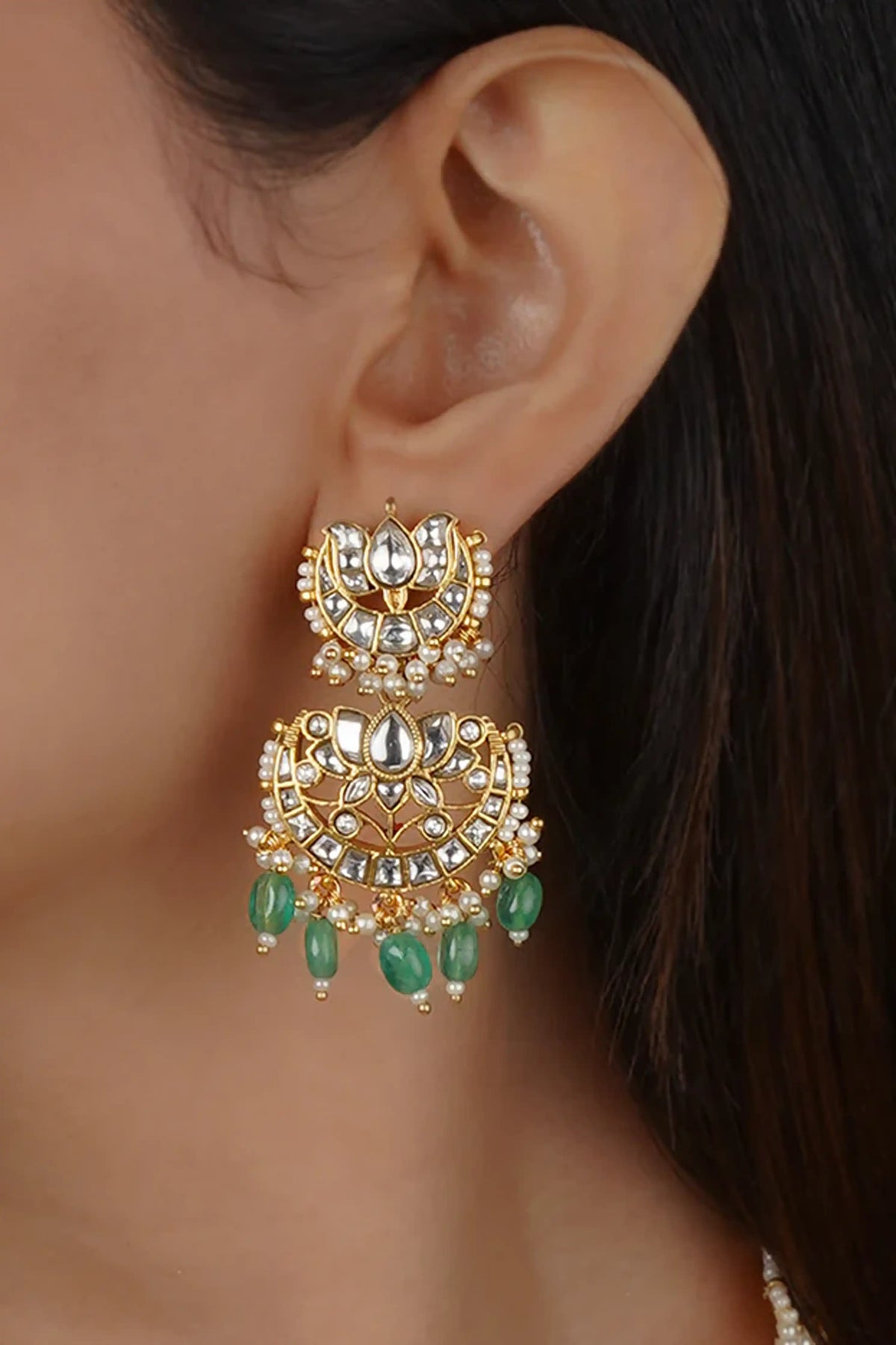 Green Gold Plated Mishr Necklace Set
