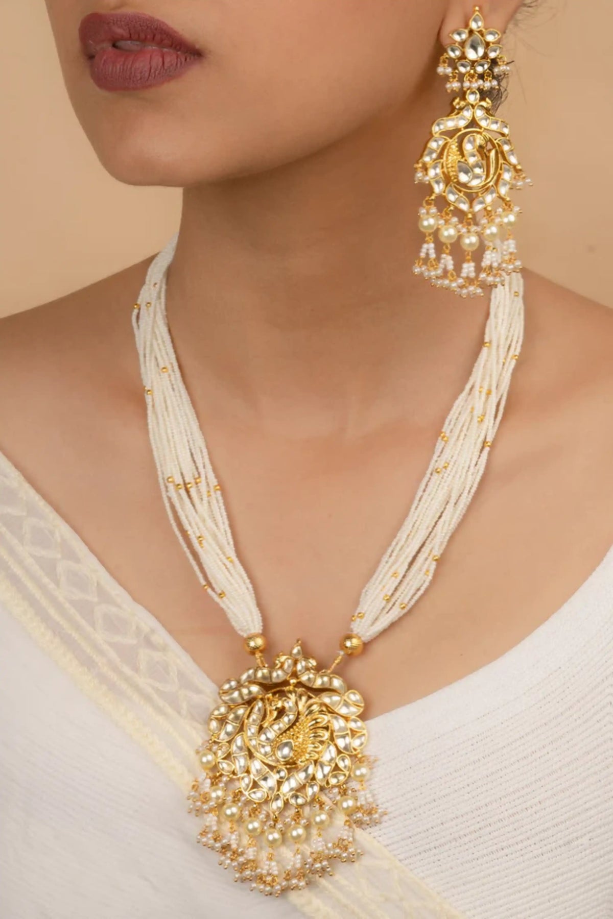 White Gold Plated Necklace With Earrings