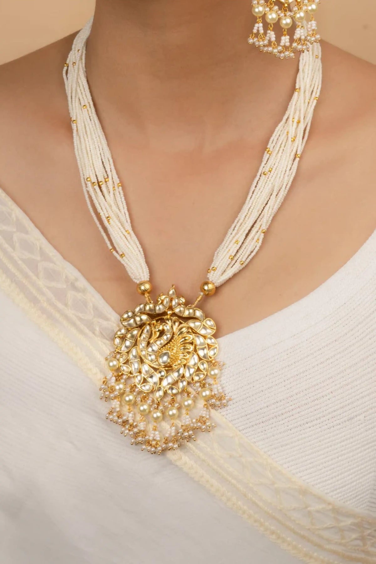 White Gold Plated Necklace With Earrings