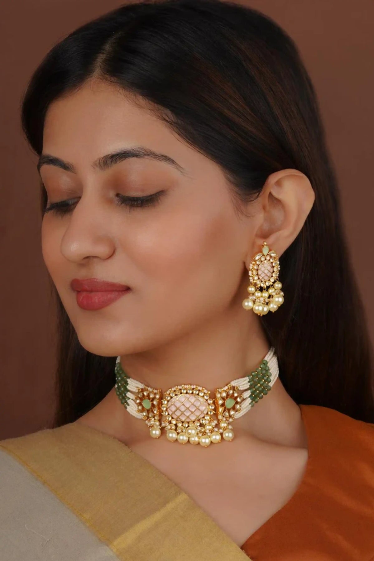 Baby Pink Color Necklace Set