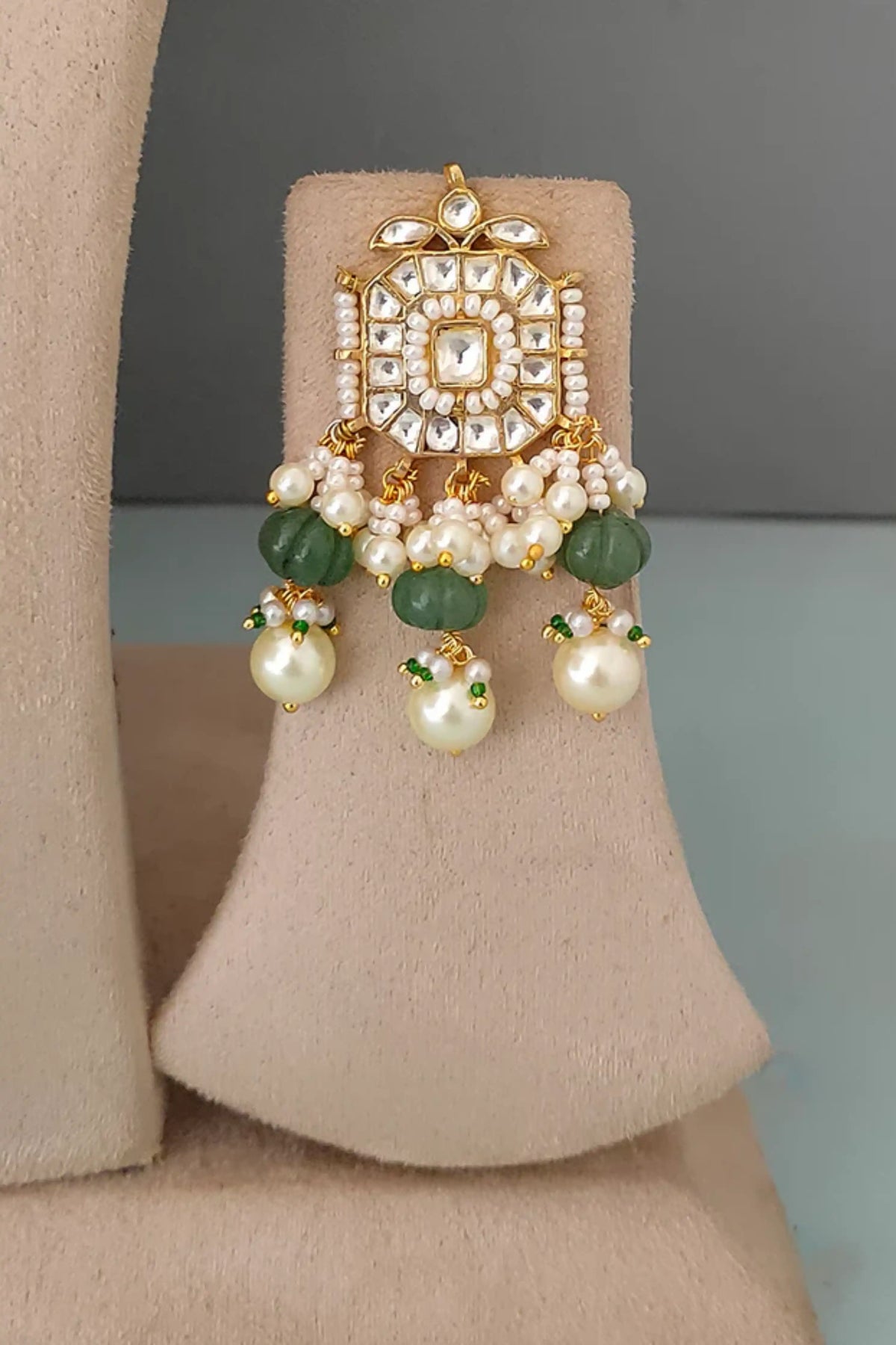Green Gold Plated Necklace With Earrings