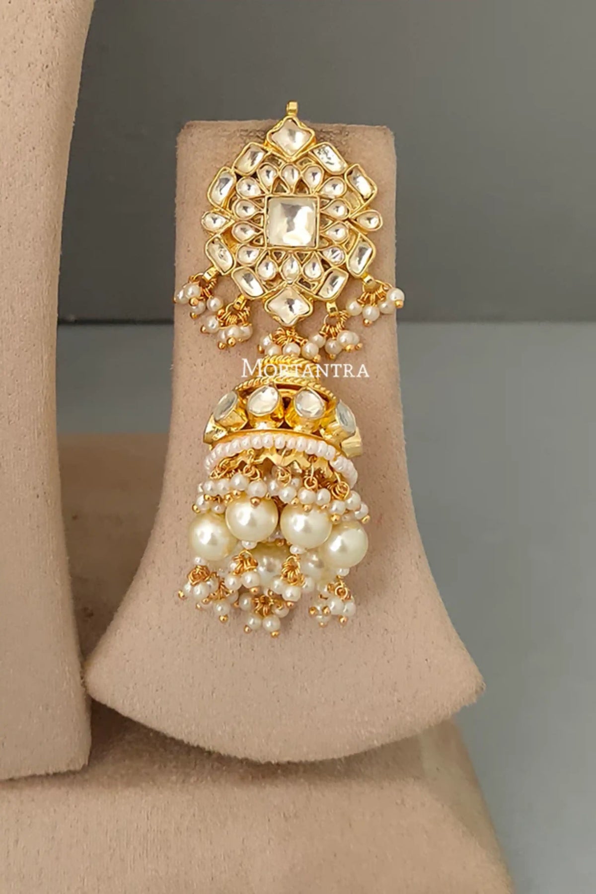 White Jadau Kundan Necklace Set