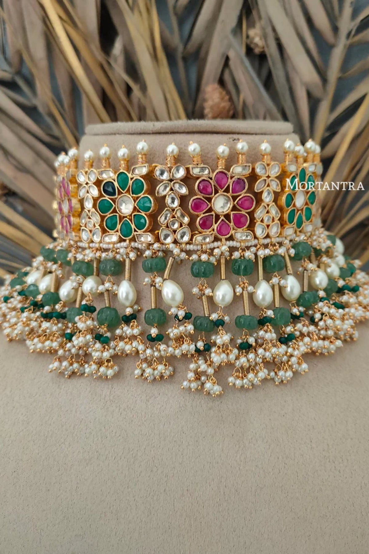 Multicolor Necklace With Gold Plated Earrings