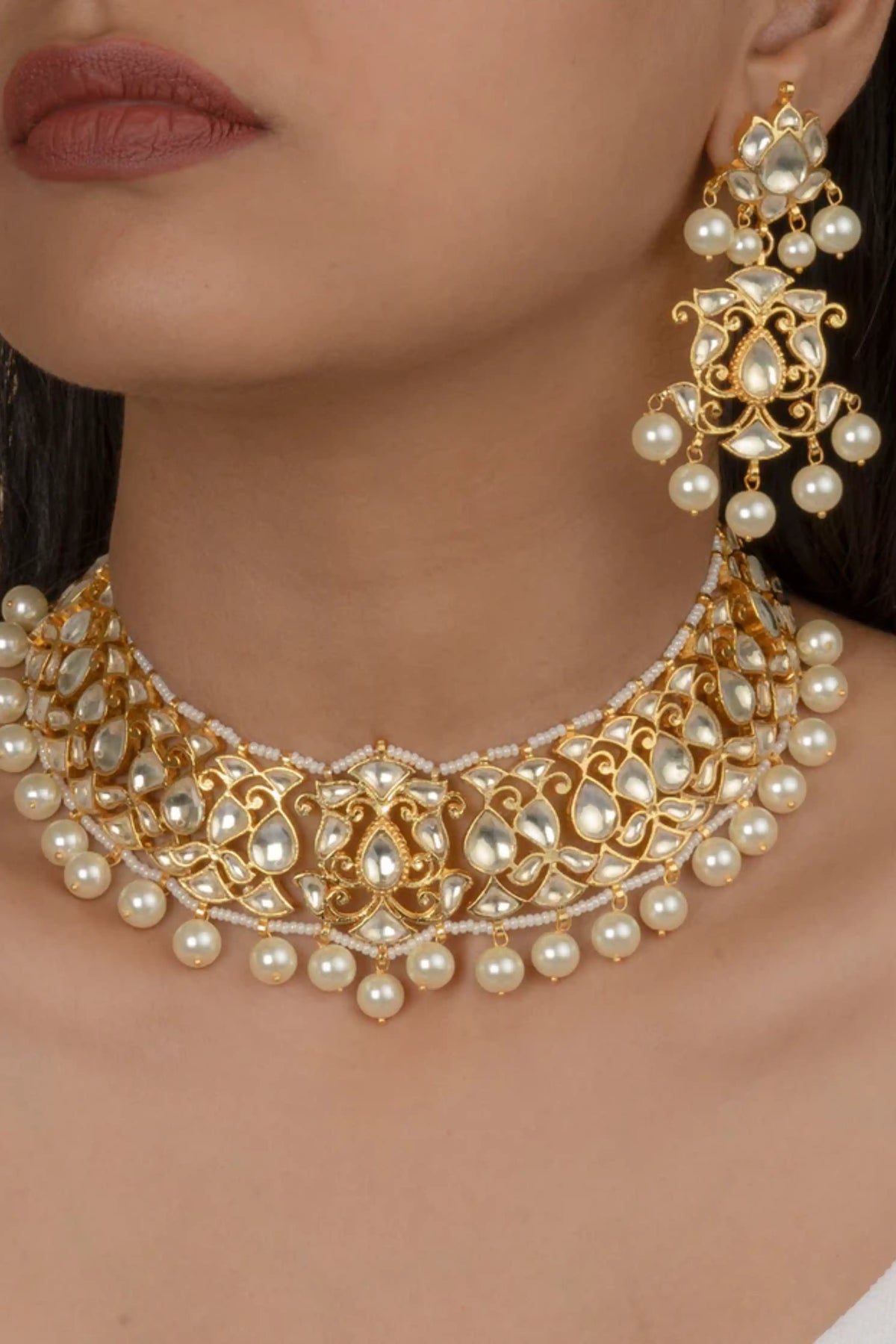 Mortantra White Gold Plated Necklace Set