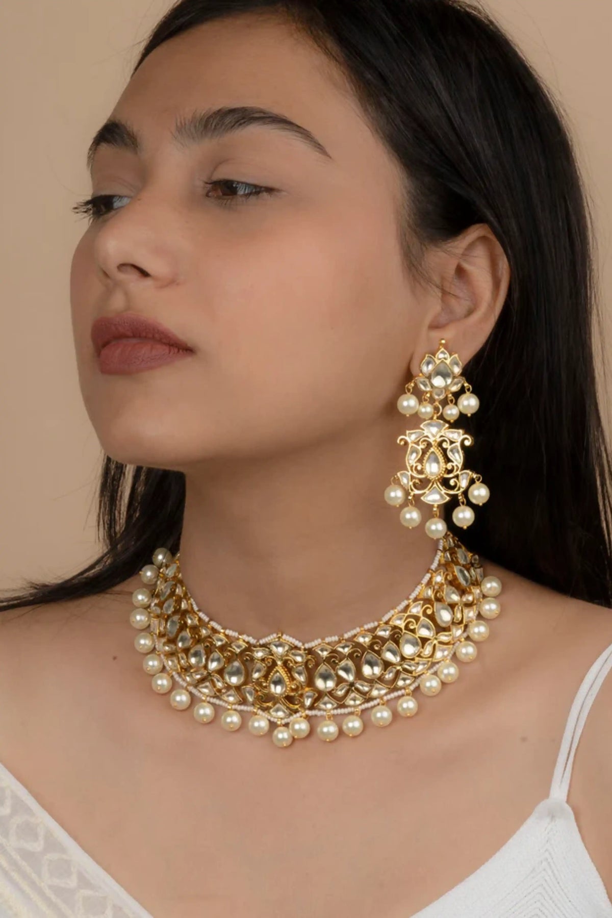 Mortantra White Gold Plated Necklace Set