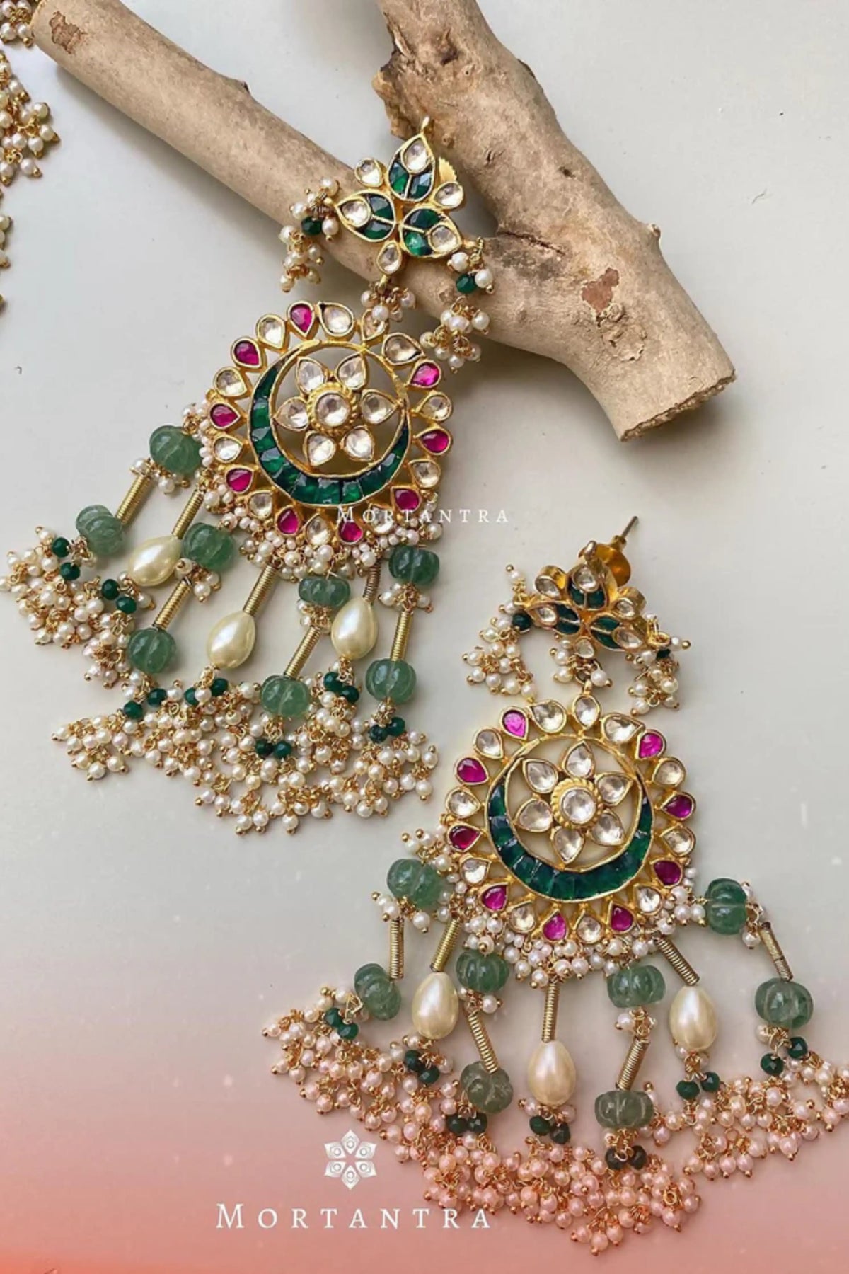 Multicolor Necklace With Gold Plated Earrings