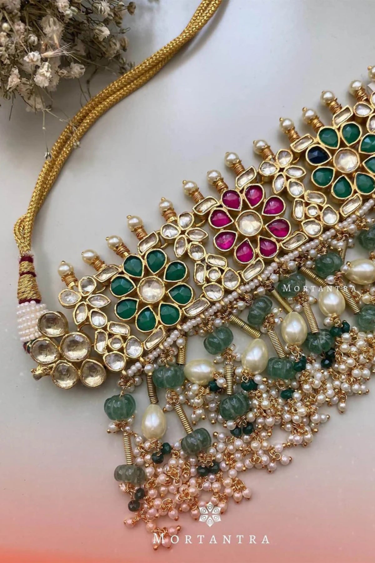 Multicolor Necklace With Gold Plated Earrings
