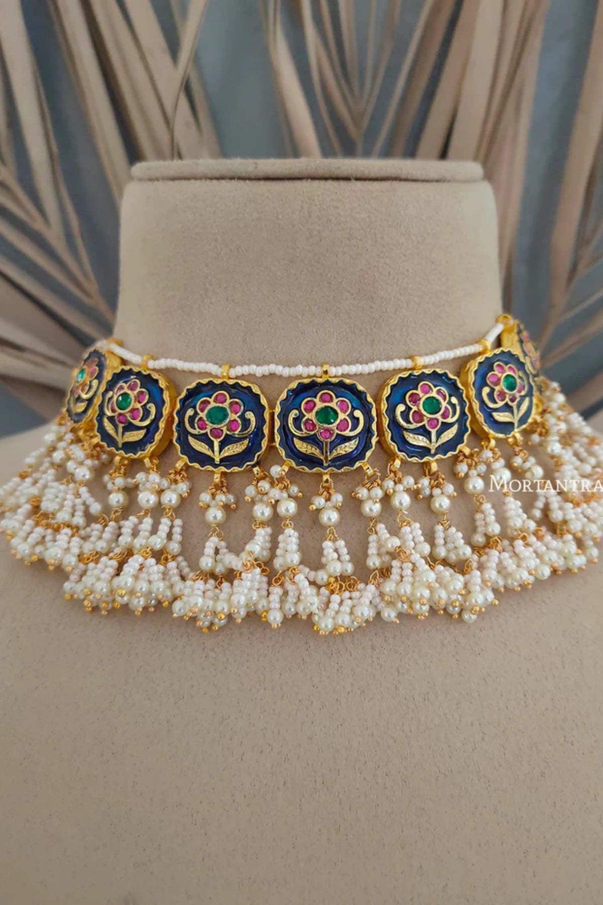 Jadau Kundan Necklace Set in Multicolor