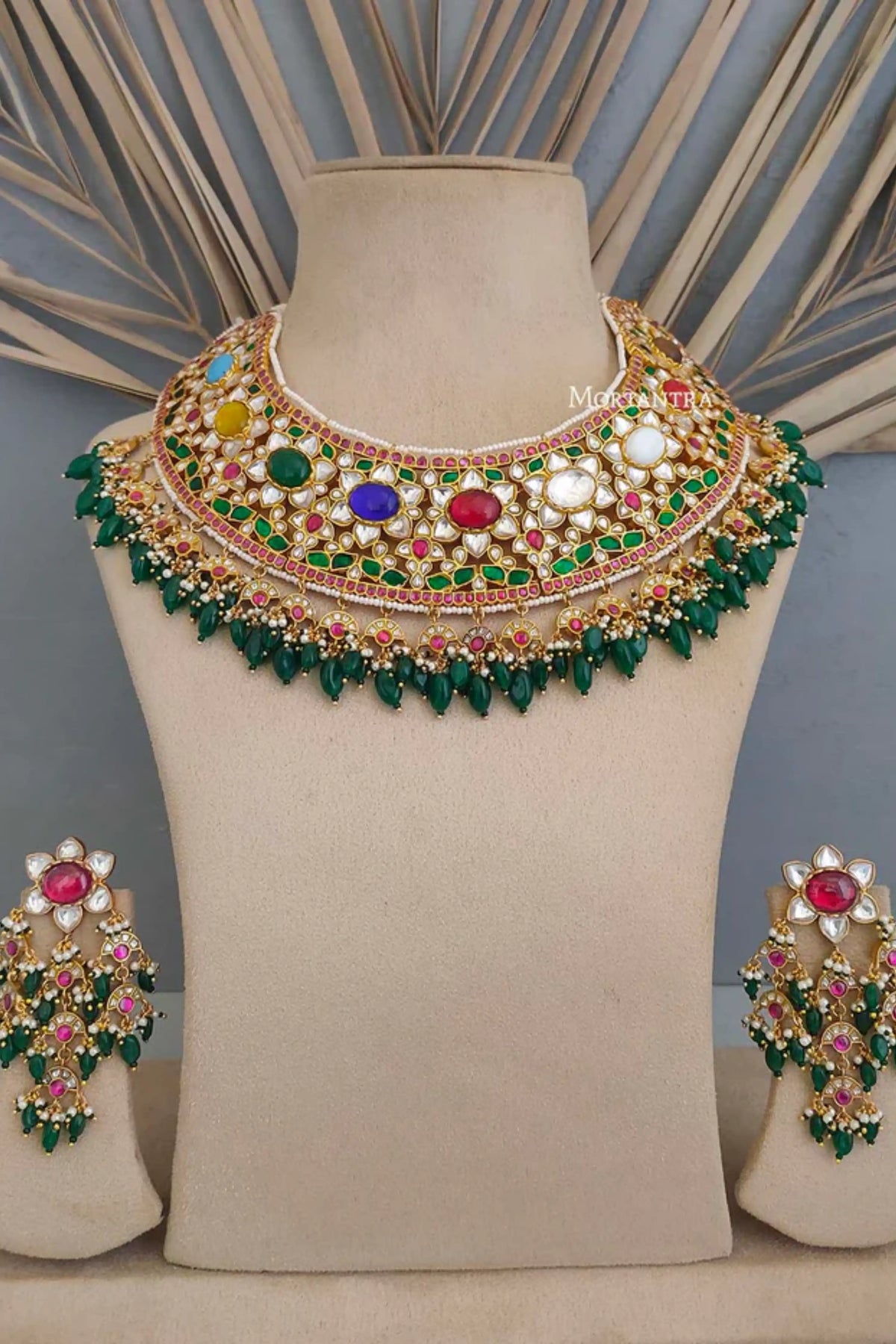 Navratna Kundan Bridal Necklace Set
