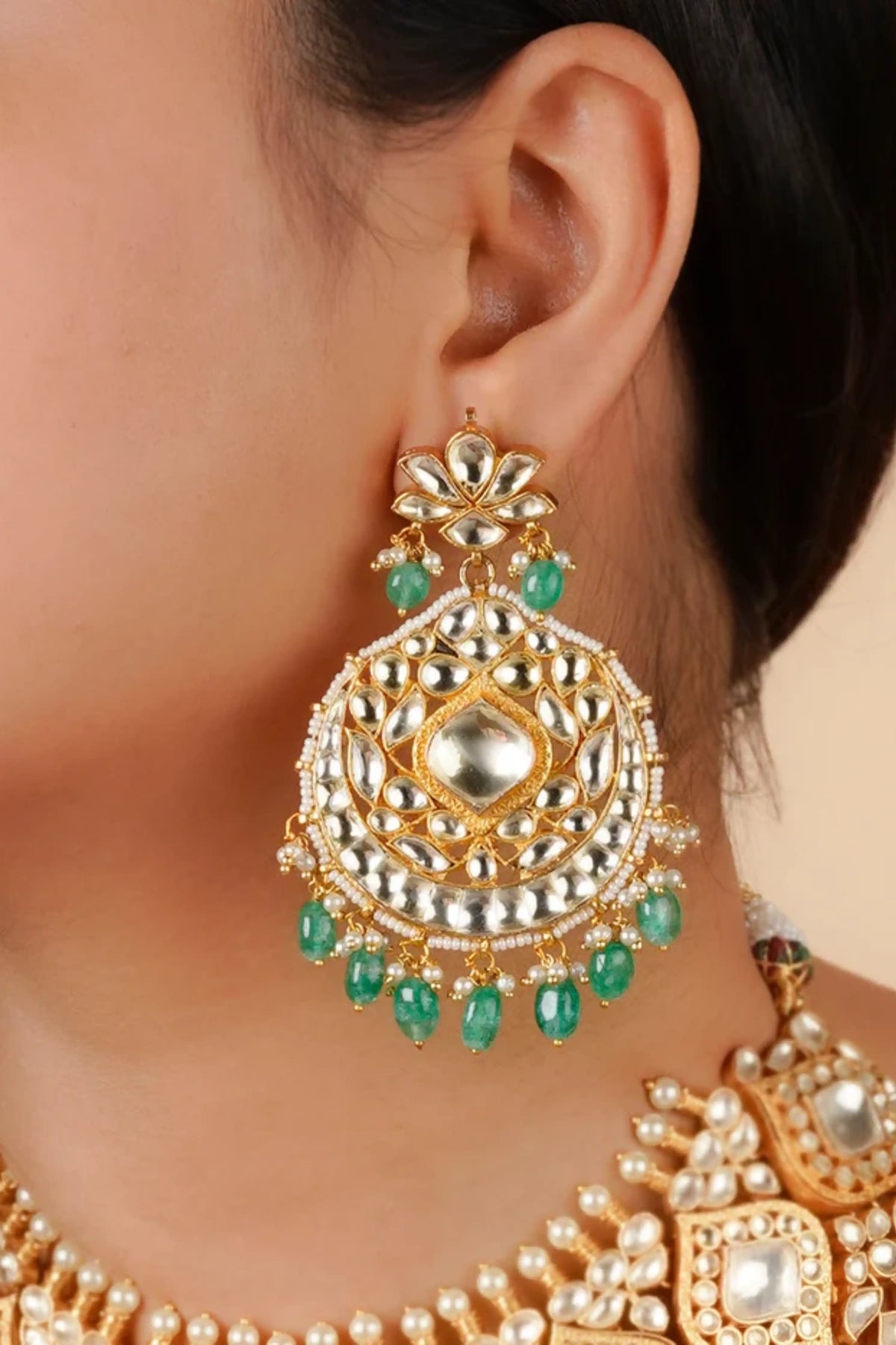 Green Color Bridal Necklace Set