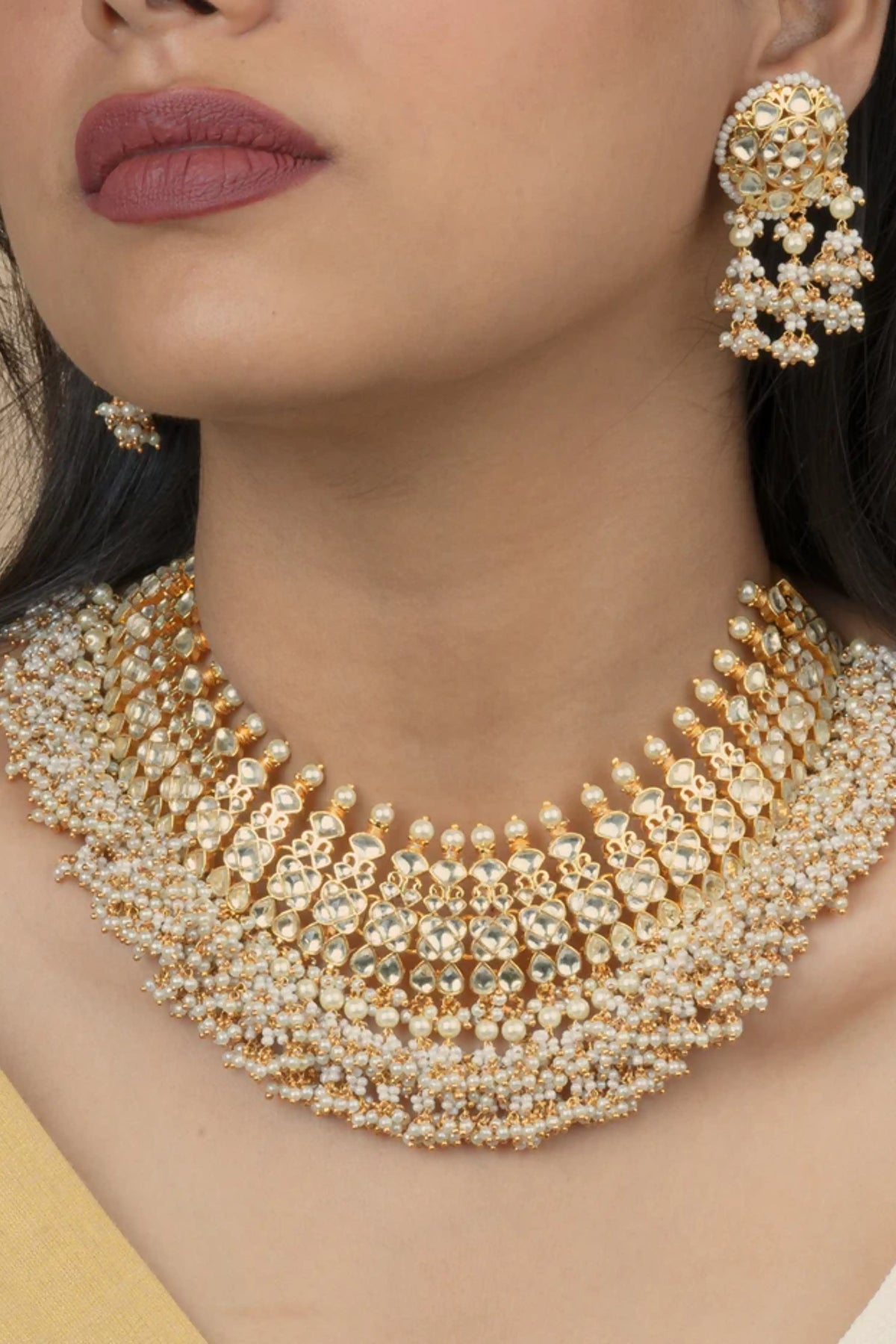 Mortantra White Color Necklace Set