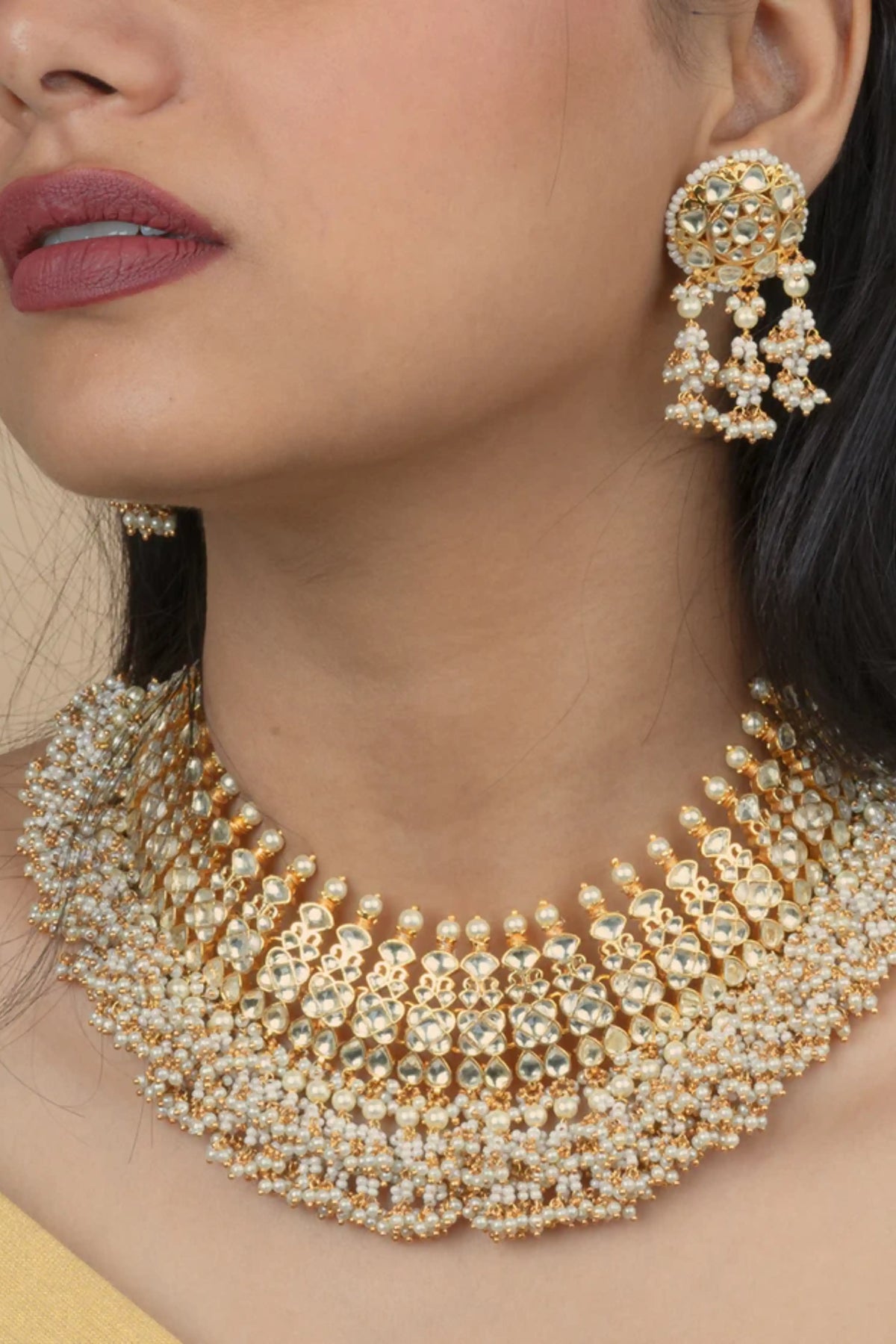 Mortantra White Color Necklace Set