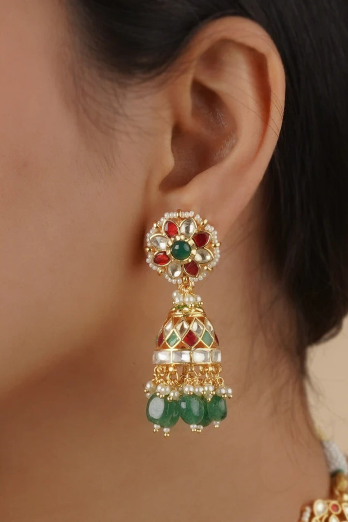 Multicolor Gold Plated Jadau Kundan Necklace Set