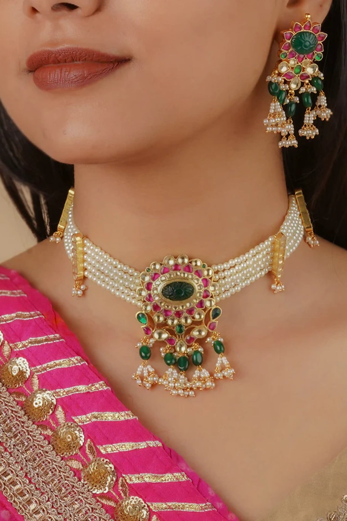 Multicolor Gold Plated Necklace Set