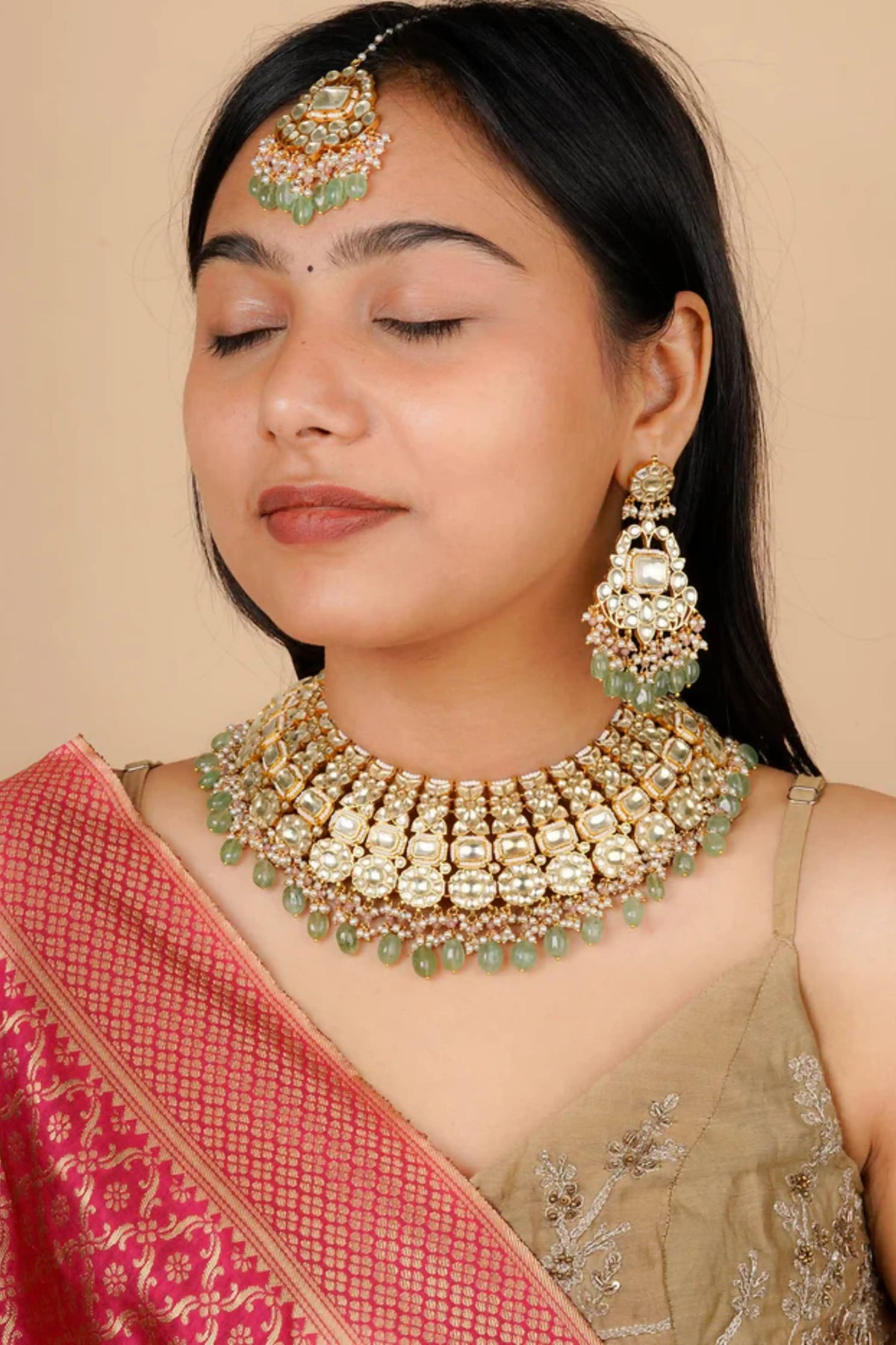 Green Kundan Bridal Necklace Set