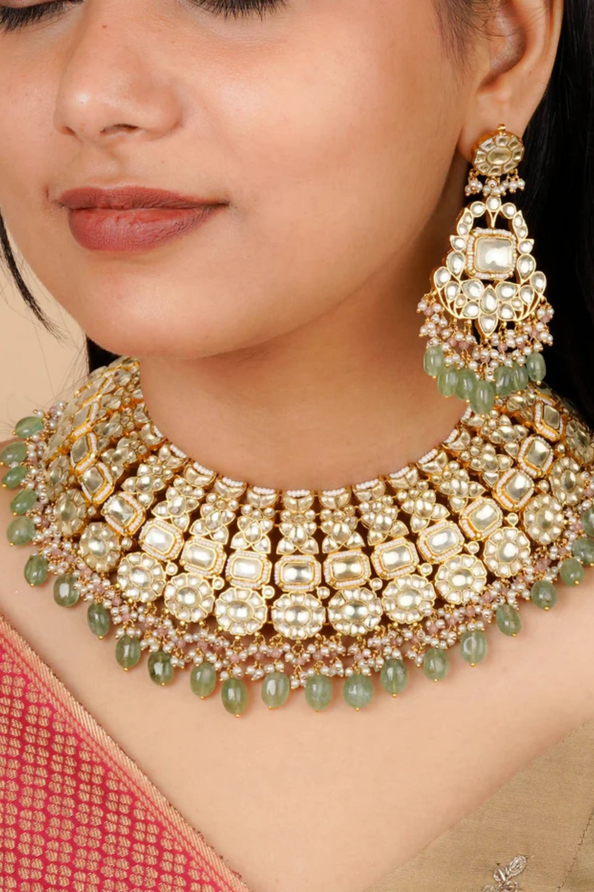 Green Kundan Bridal Necklace Set