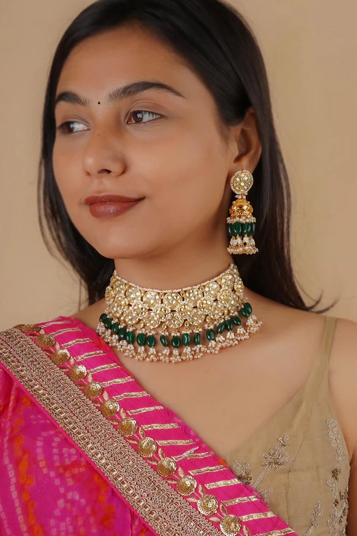 Gold Plated Jadau Kundan Necklace Set