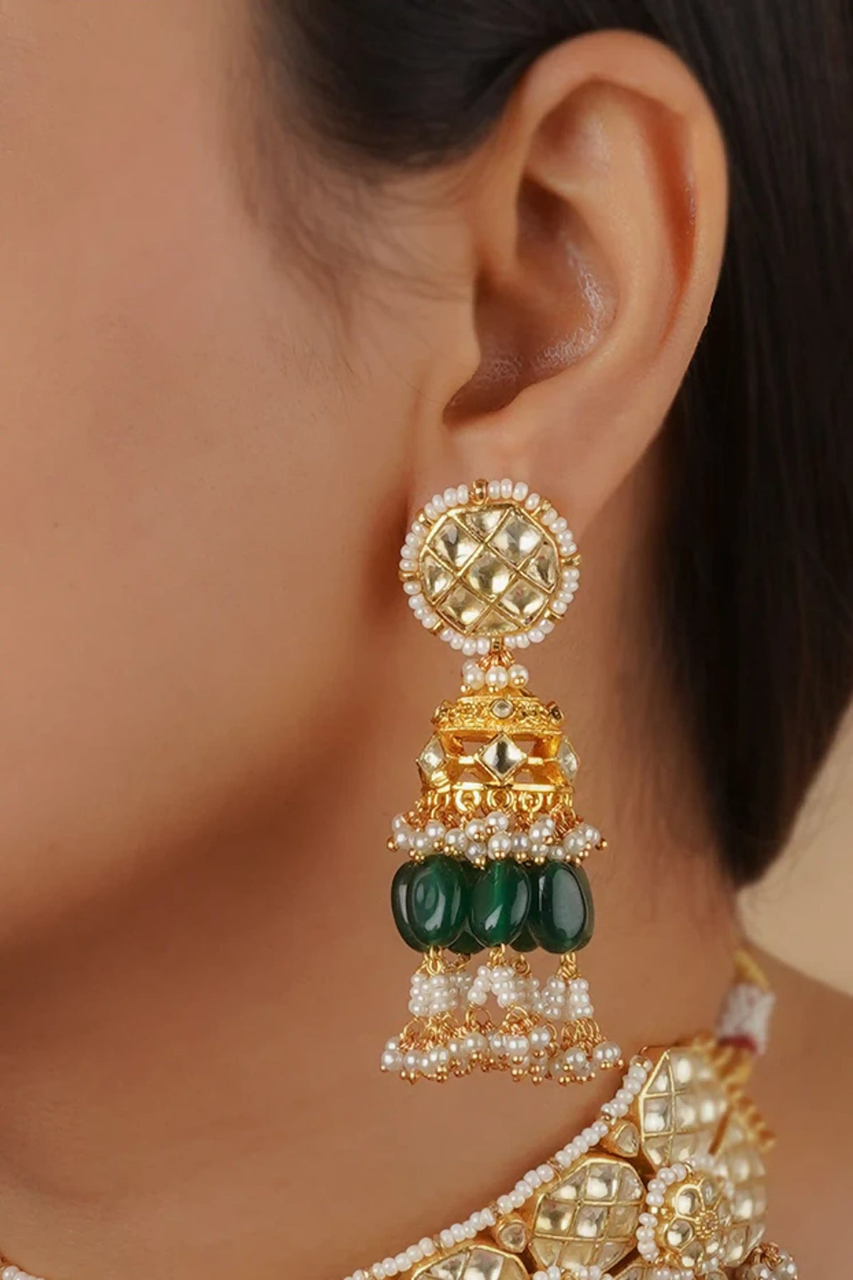 Gold Plated Jadau Kundan Necklace Set