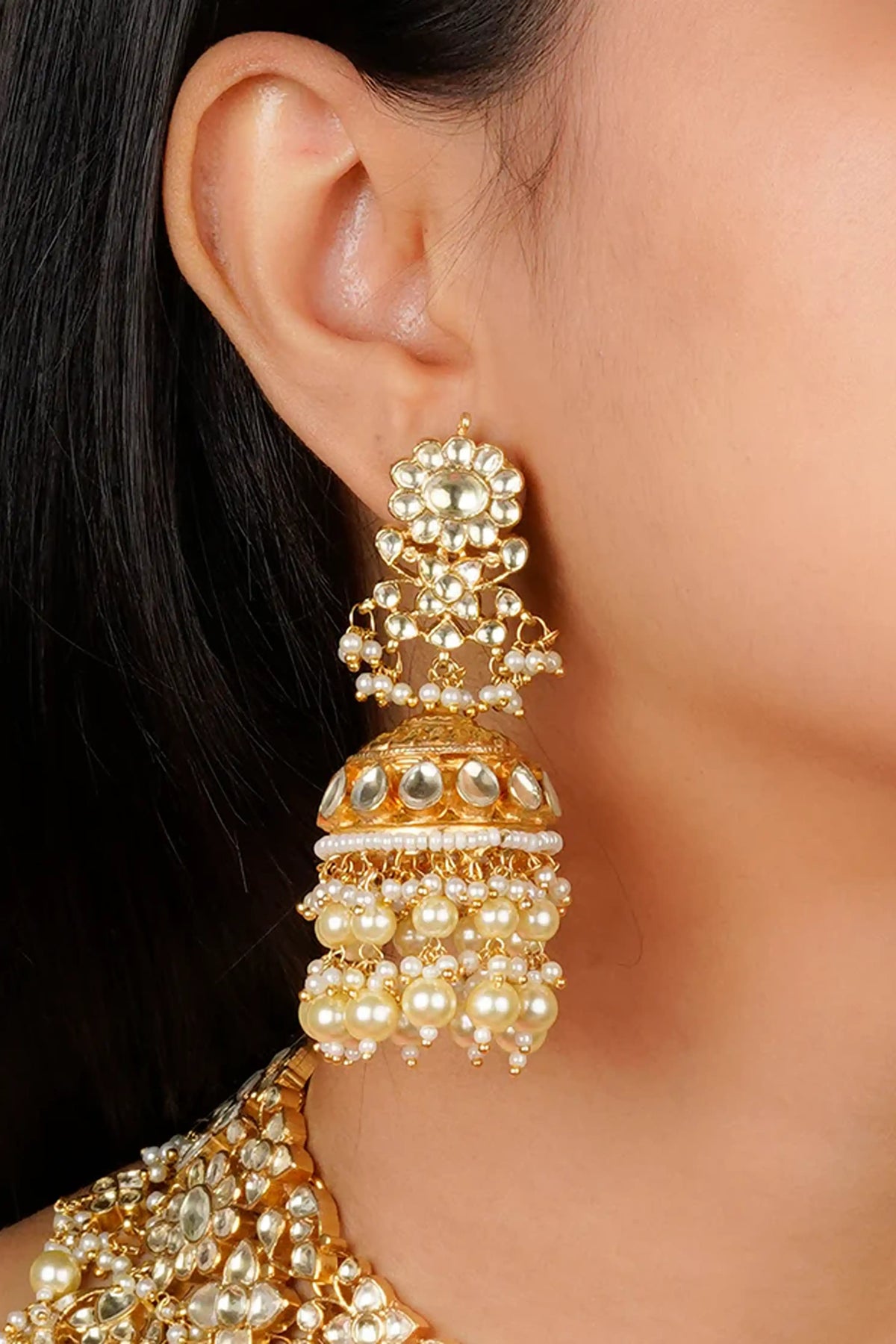 Gold Plated Jadau Kundan Necklace Set