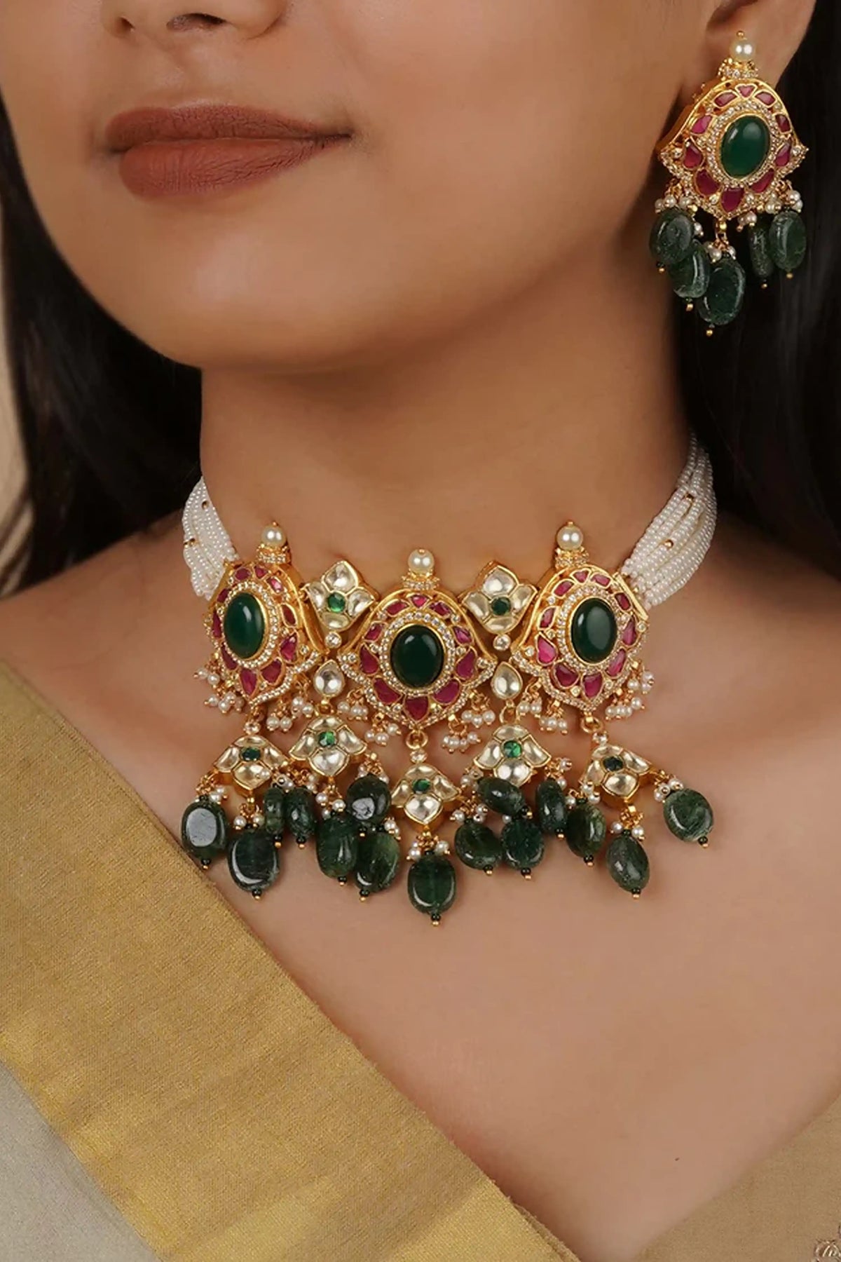 Multicolor Jadau Kundan Necklace Set