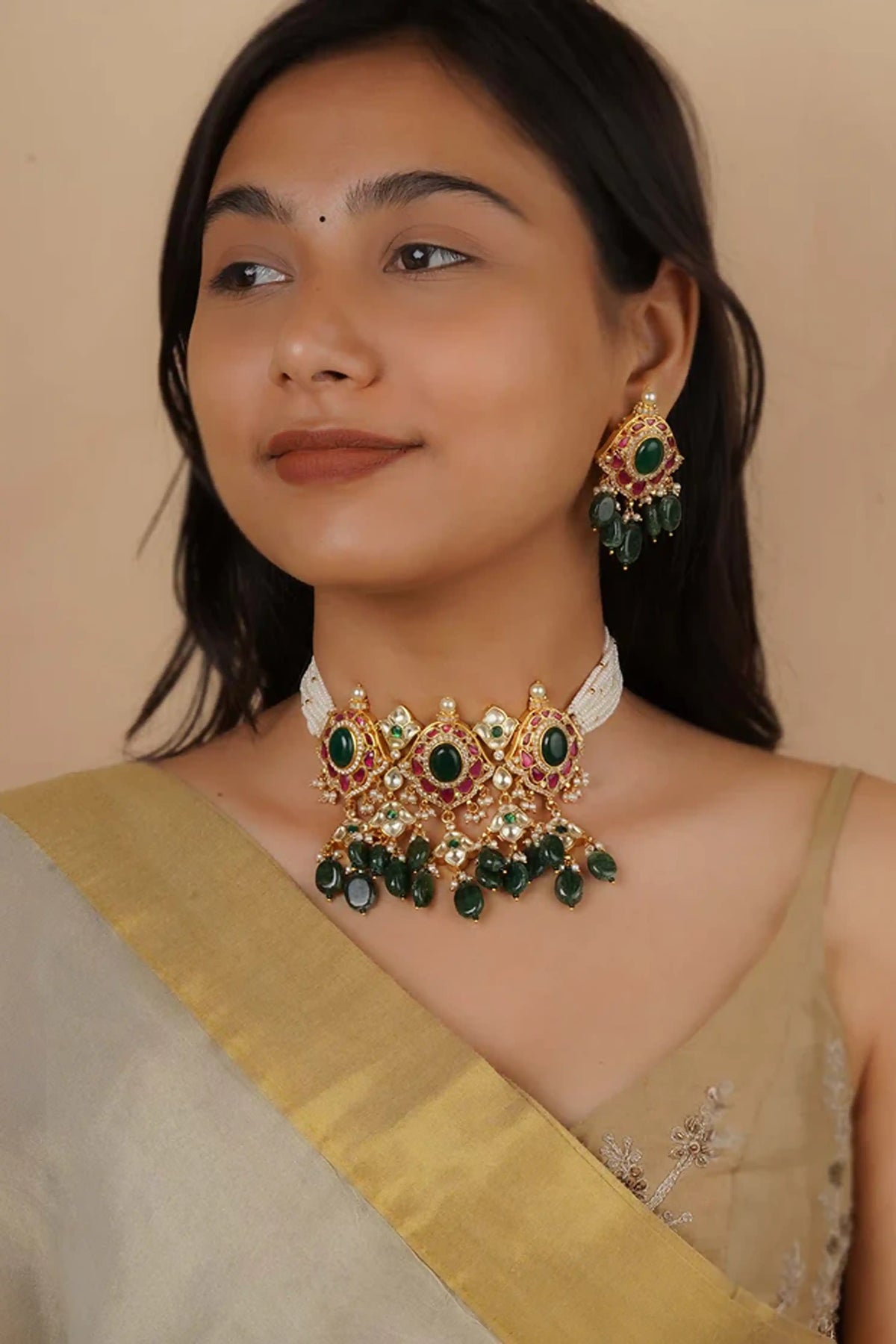 Multicolor Jadau Kundan Necklace Set
