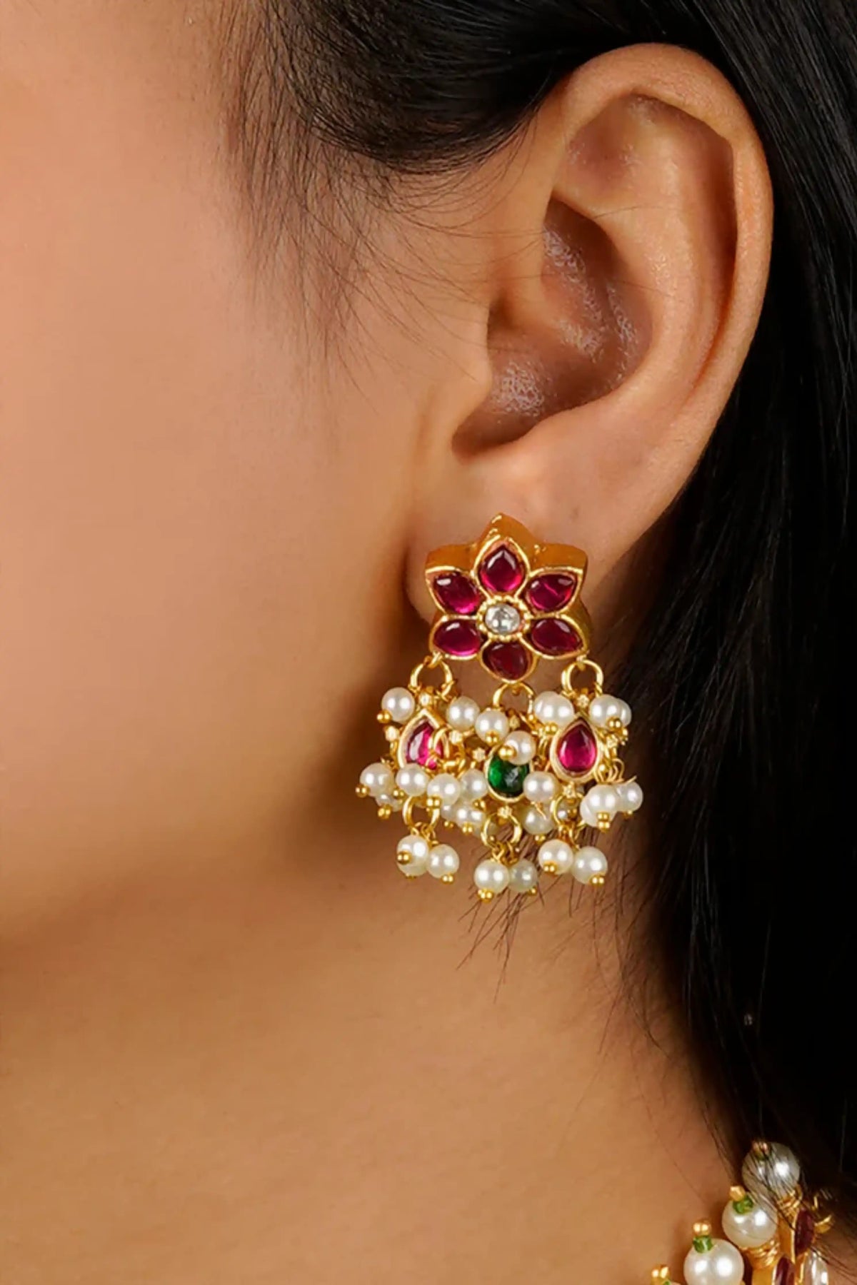 Multicolor Gold Plated Jadau Kundan Necklace Set