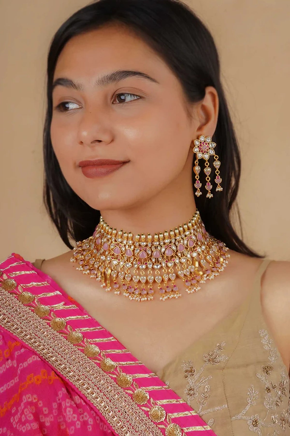 Pink Bridal Necklace Set