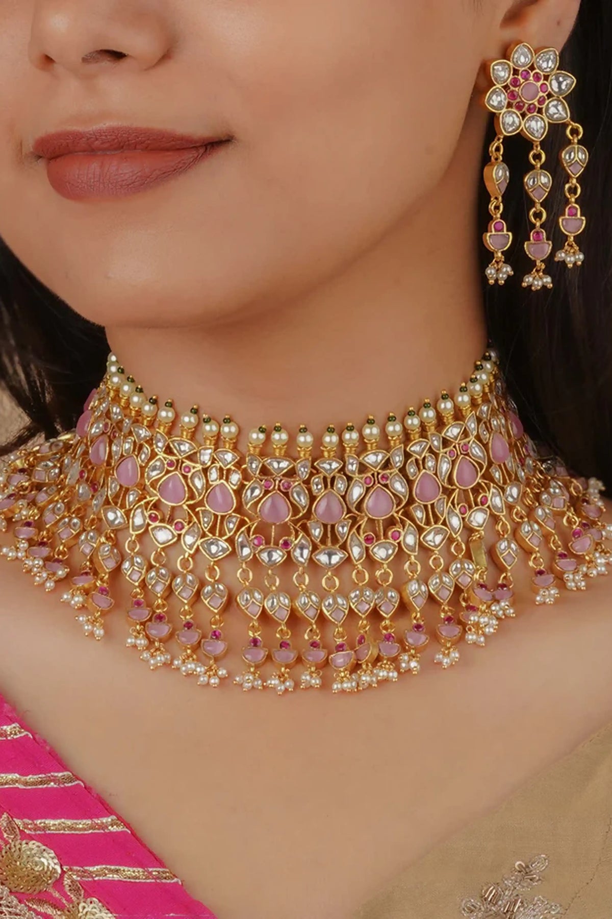 Pink Bridal Necklace Set