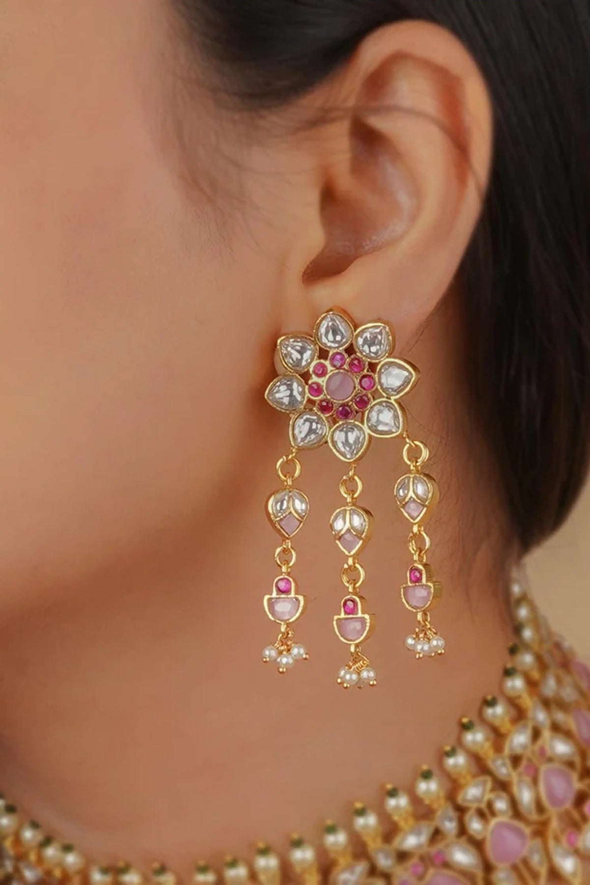 Pink Bridal Necklace Set