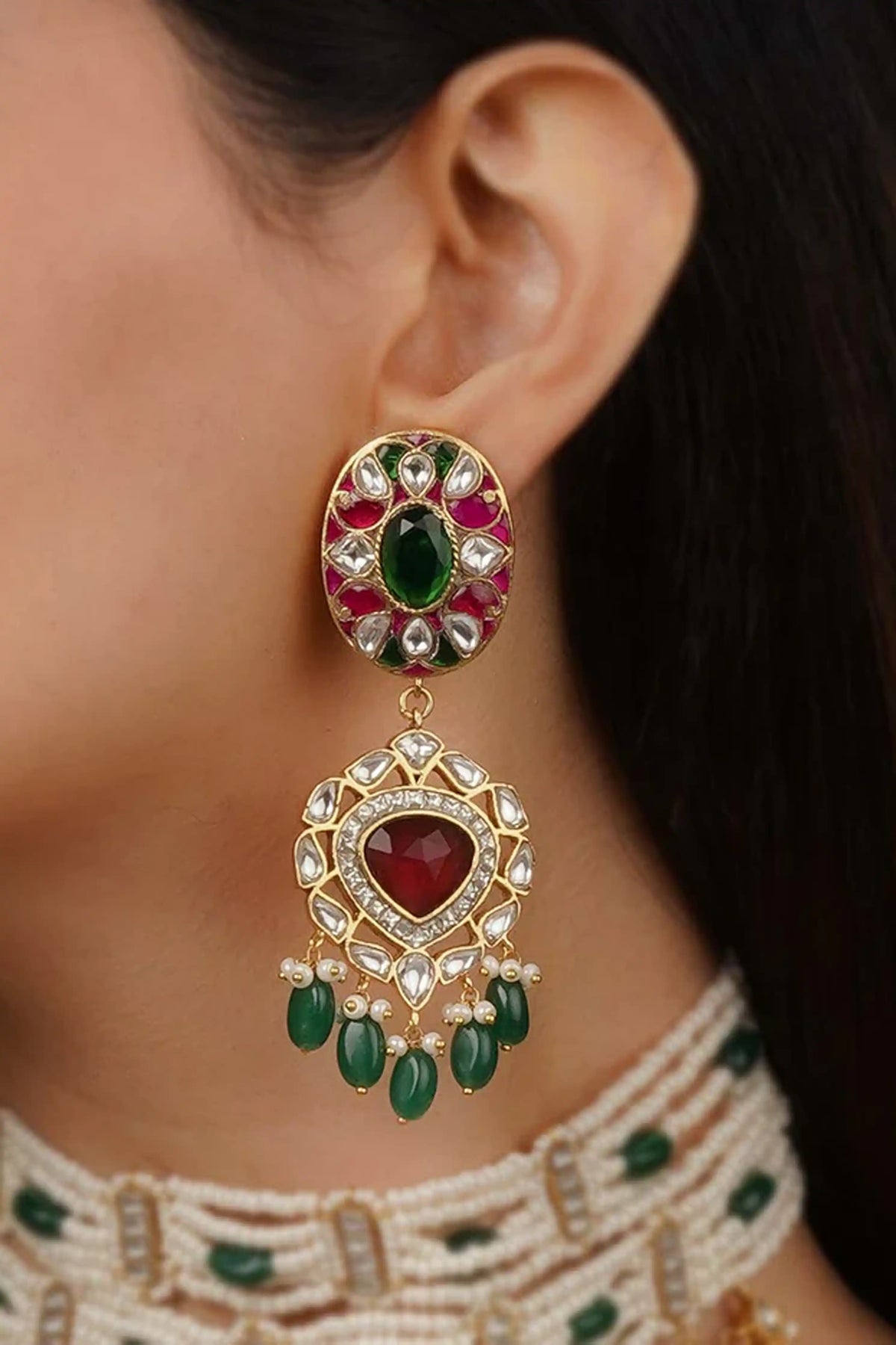 Multicolor Jadau Kundan Necklace Set