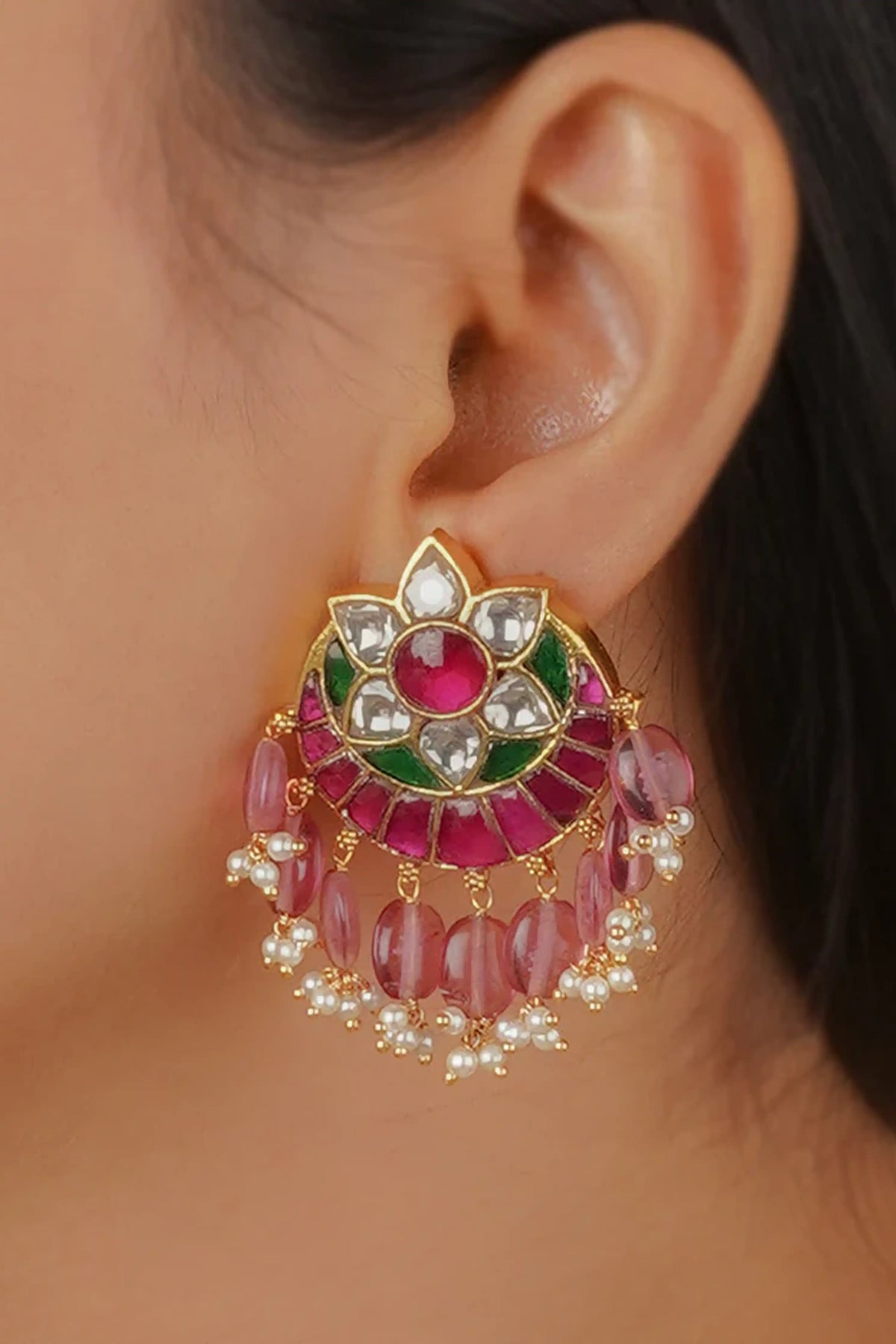Gold Plated Jadau Kundan Necklace Set