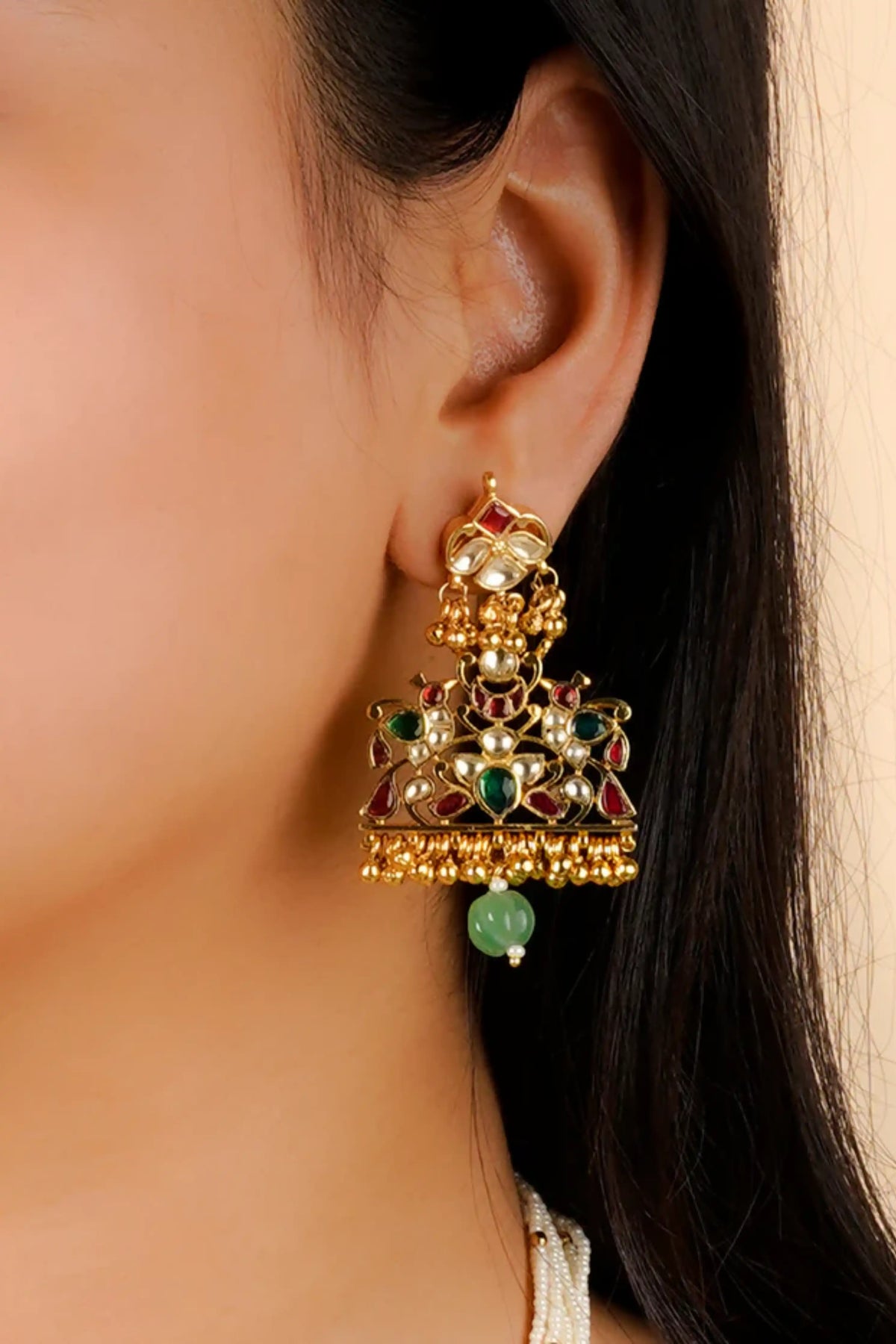 Multicolor Gold Plated Jadau Kundan Necklace Set