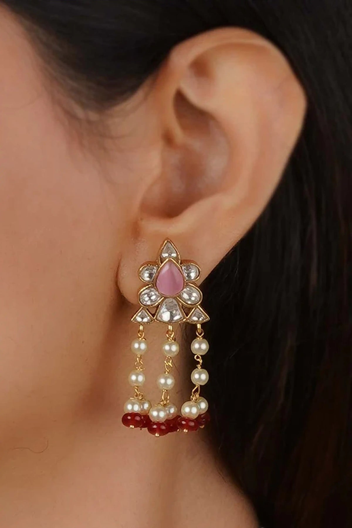 Baby Pink Kundan Necklace Set