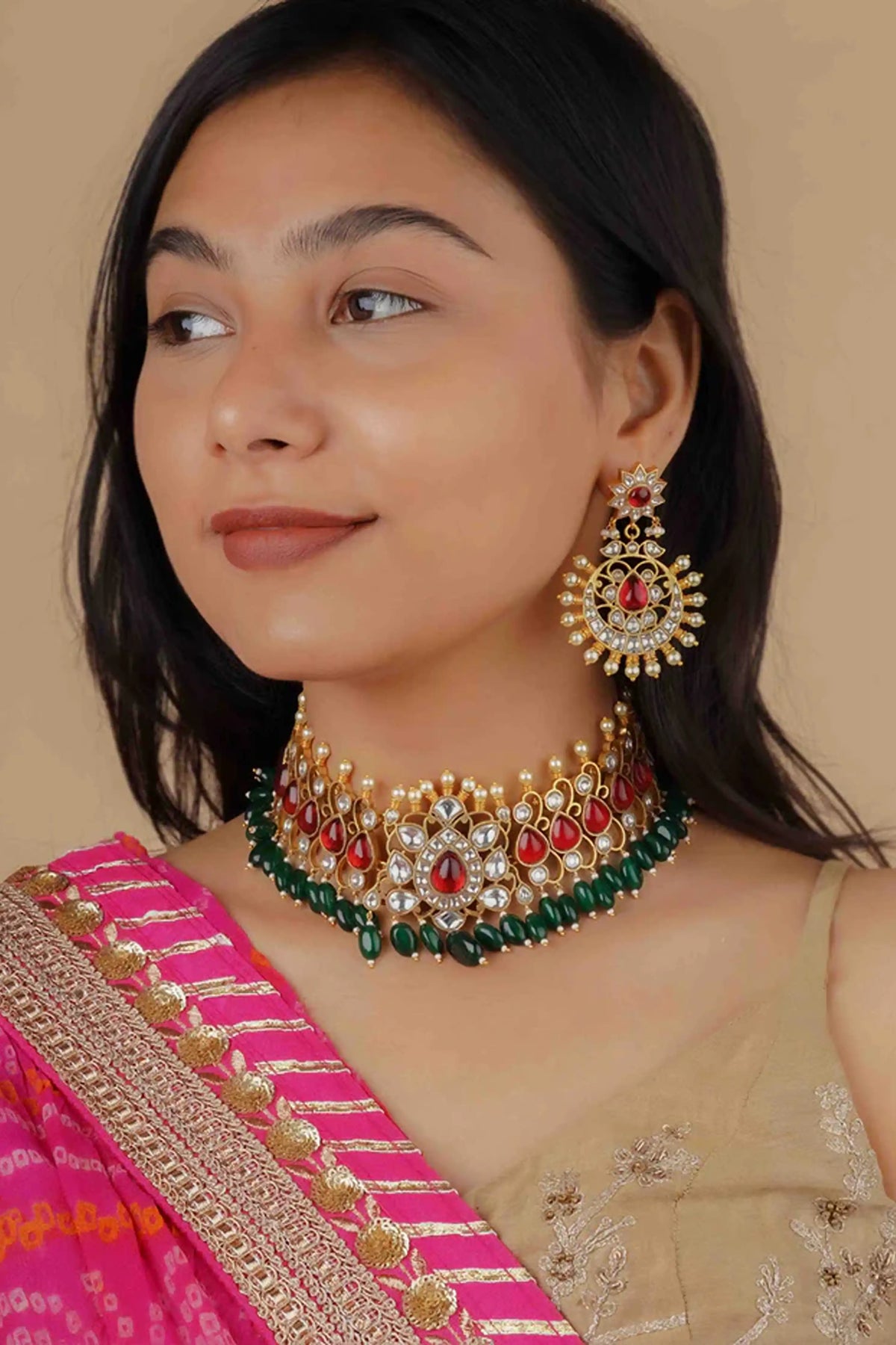 Mortantra Red Bridal Necklace Set
