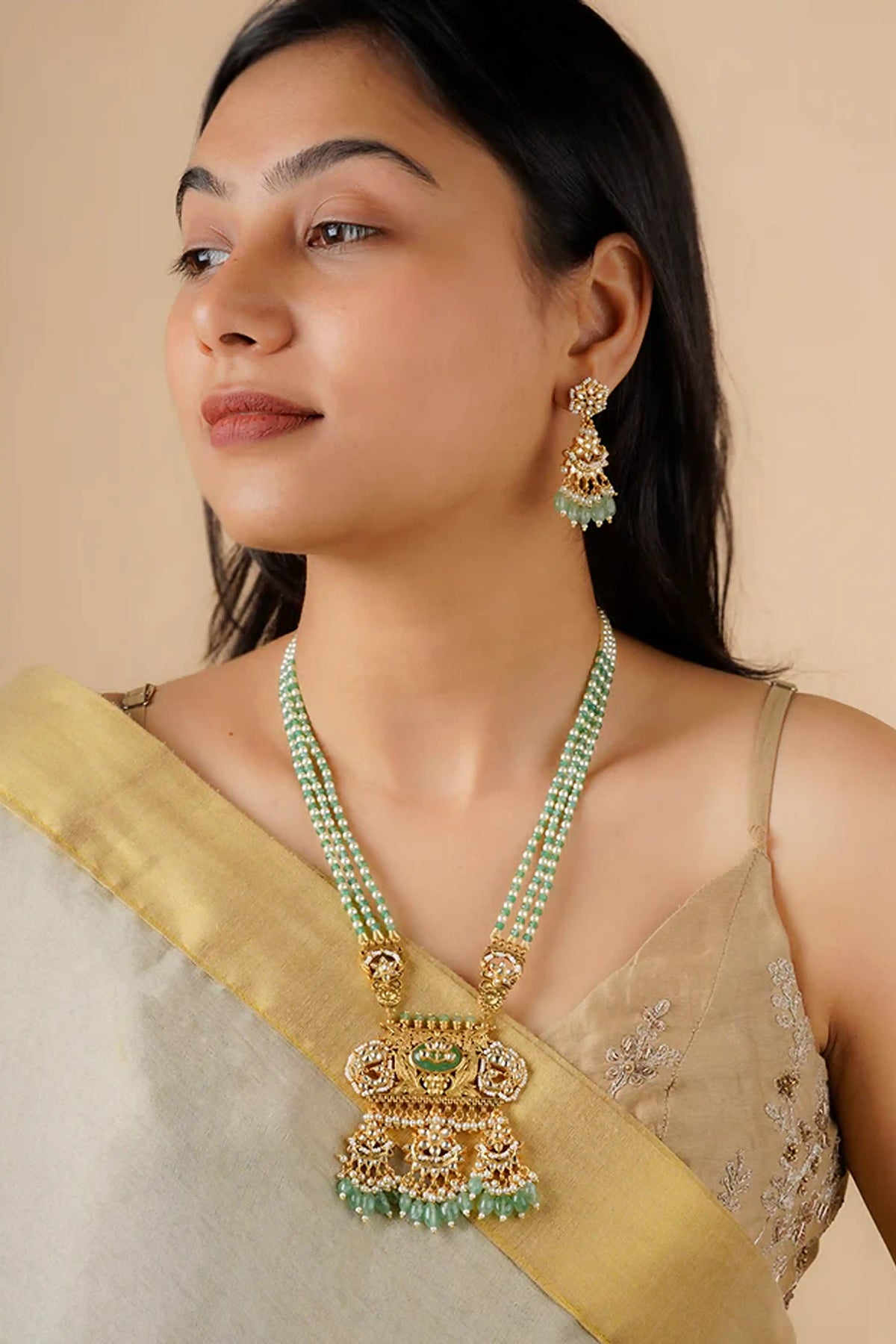 Green Kundan Necklace Set