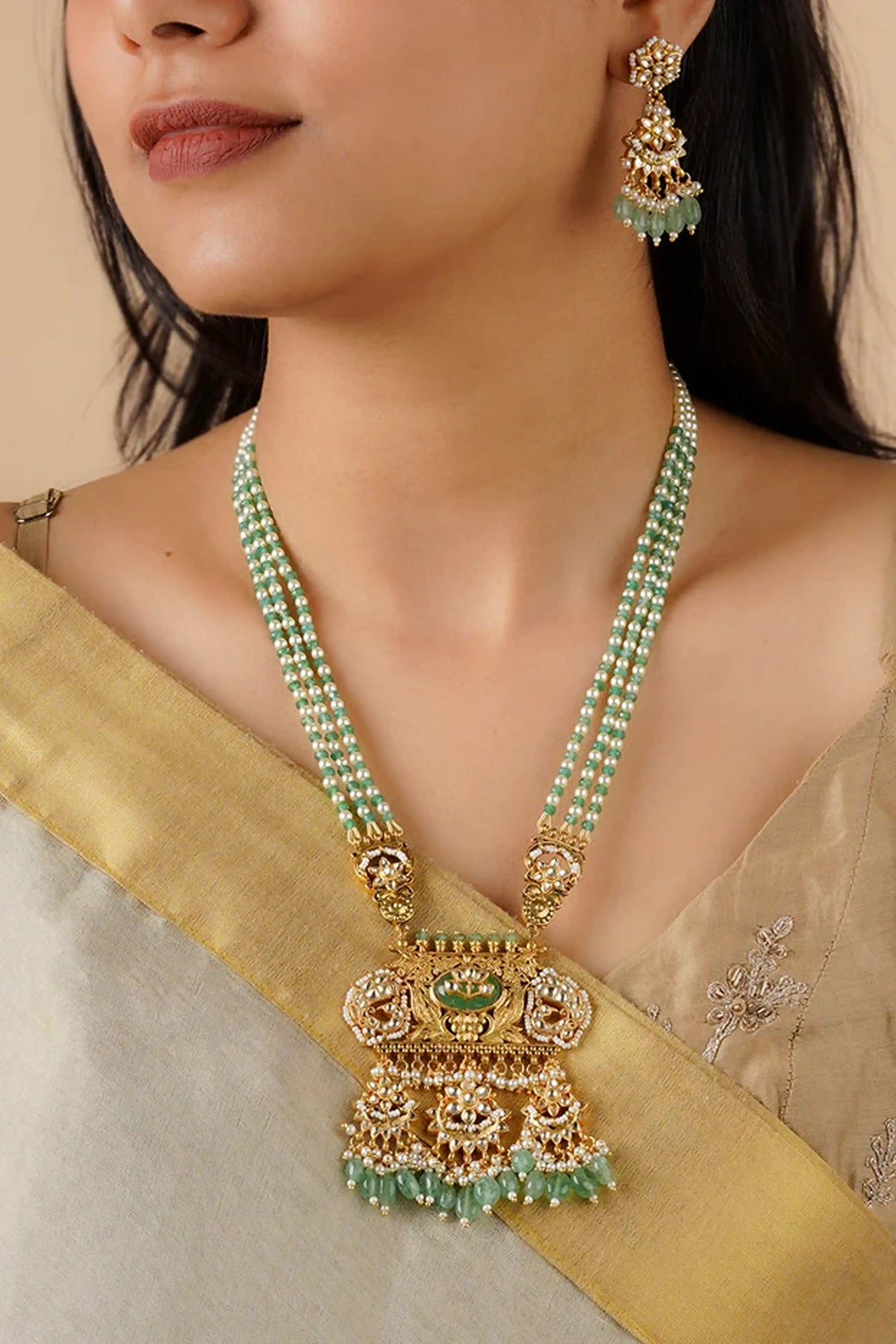 Green Kundan Necklace Set