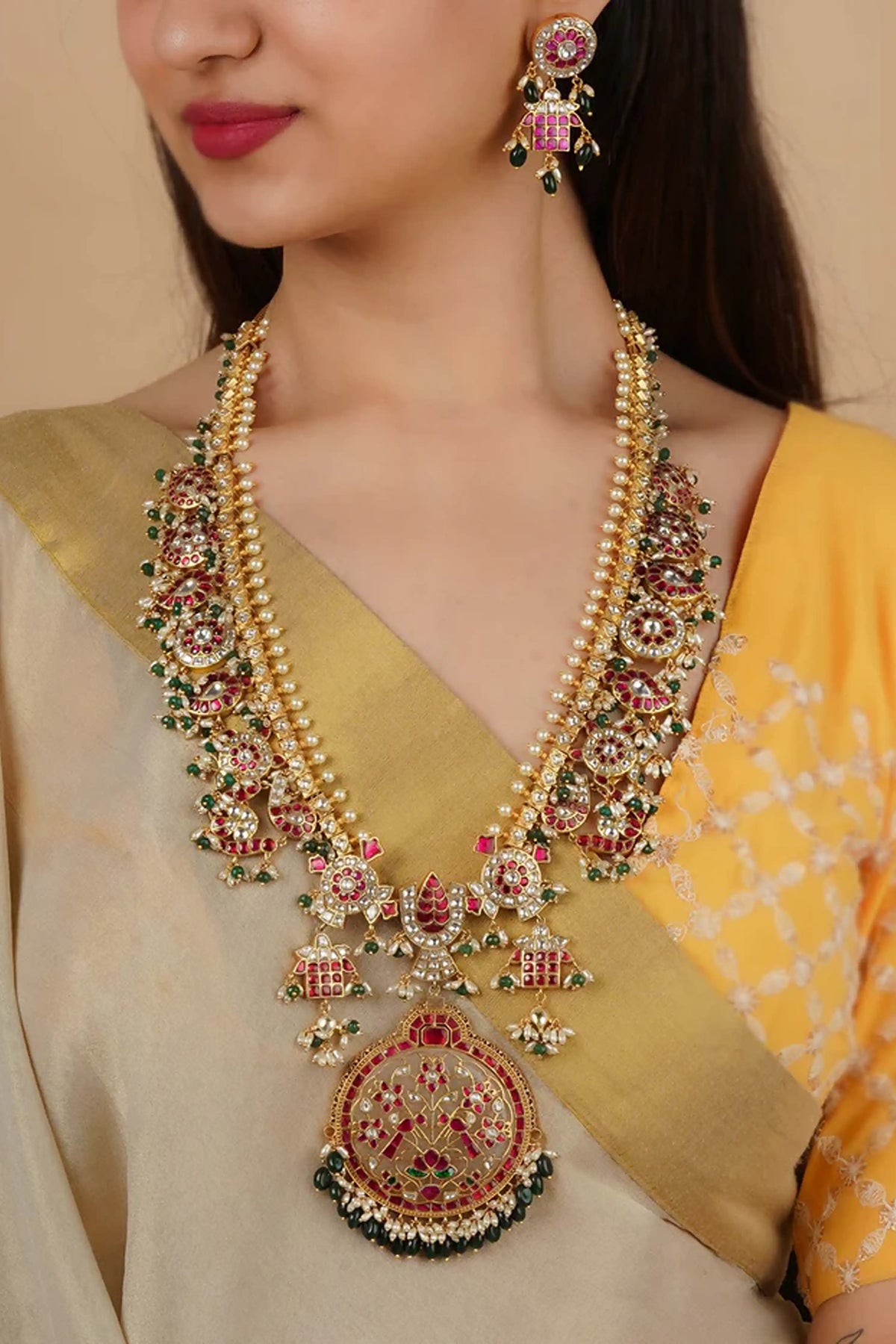 Multicolor Jadau Kundan Necklace Set