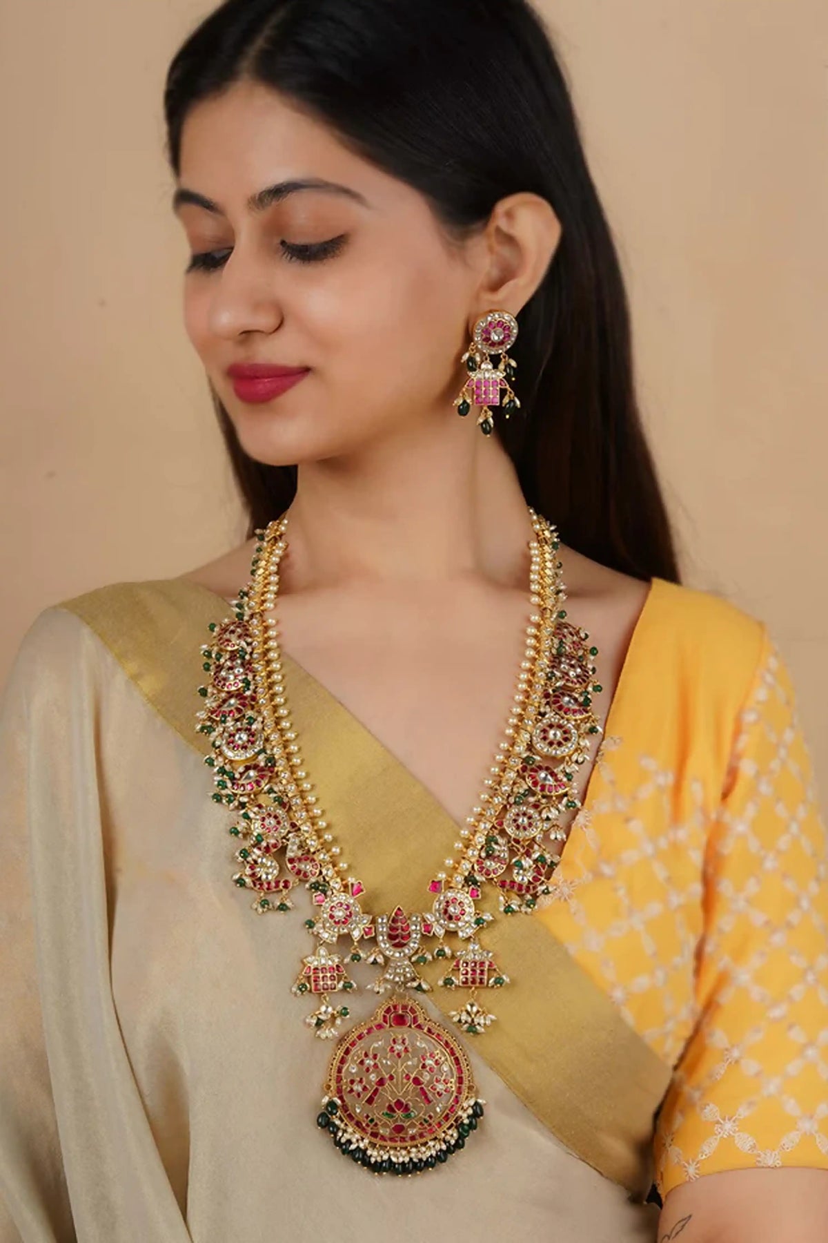 Multicolor Jadau Kundan Necklace Set