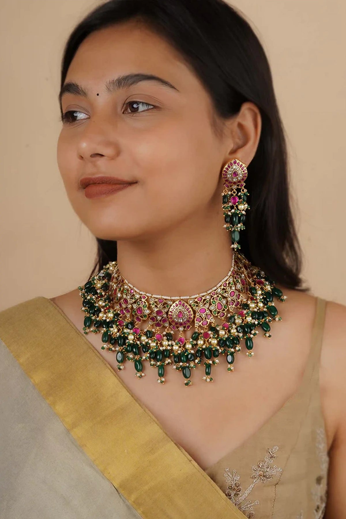 Gold Plated Jadau Kundan Necklace Set