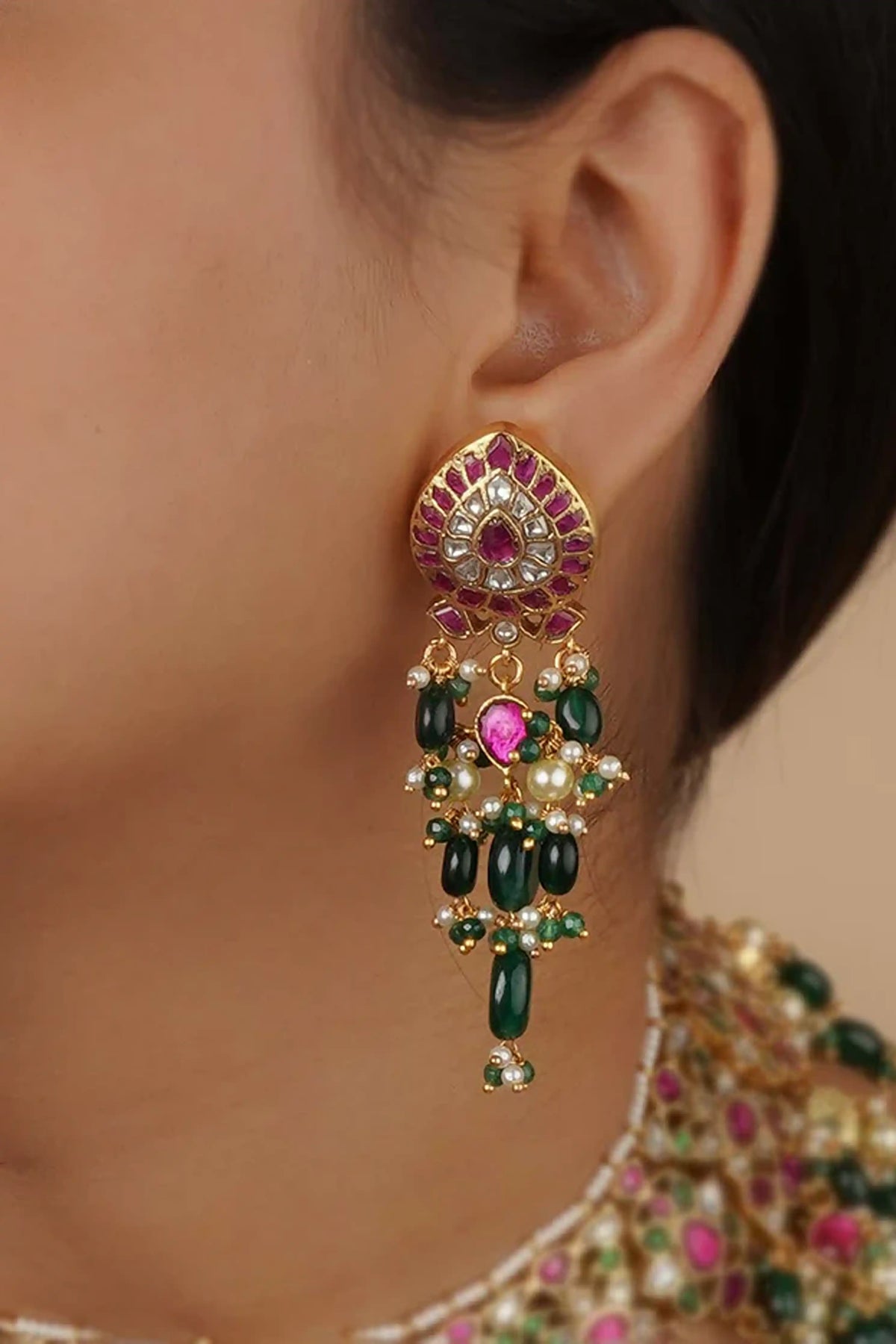 Gold Plated Jadau Kundan Necklace Set