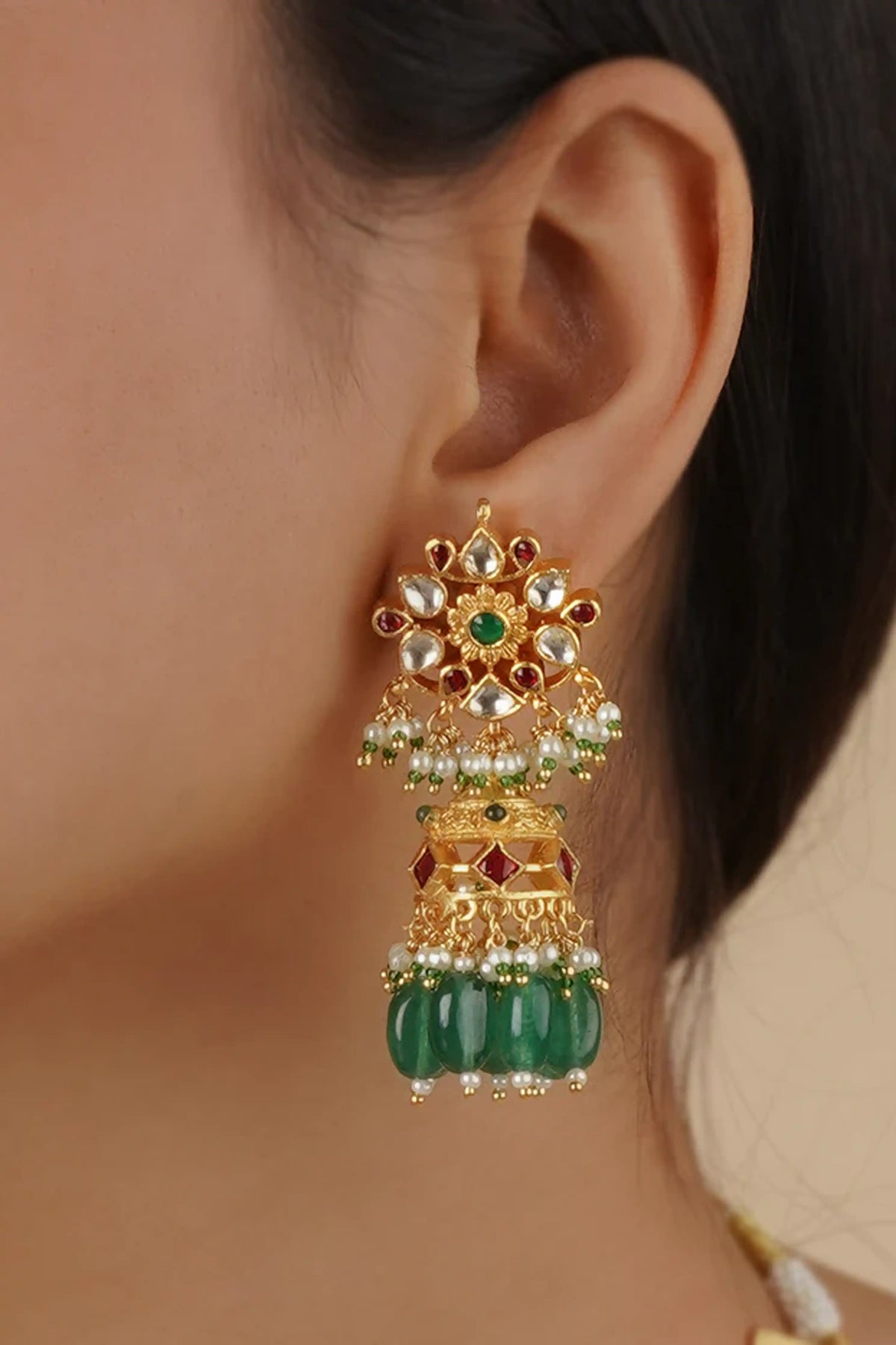 Multicolor Gold Plated Jadau Kundan Necklace Set