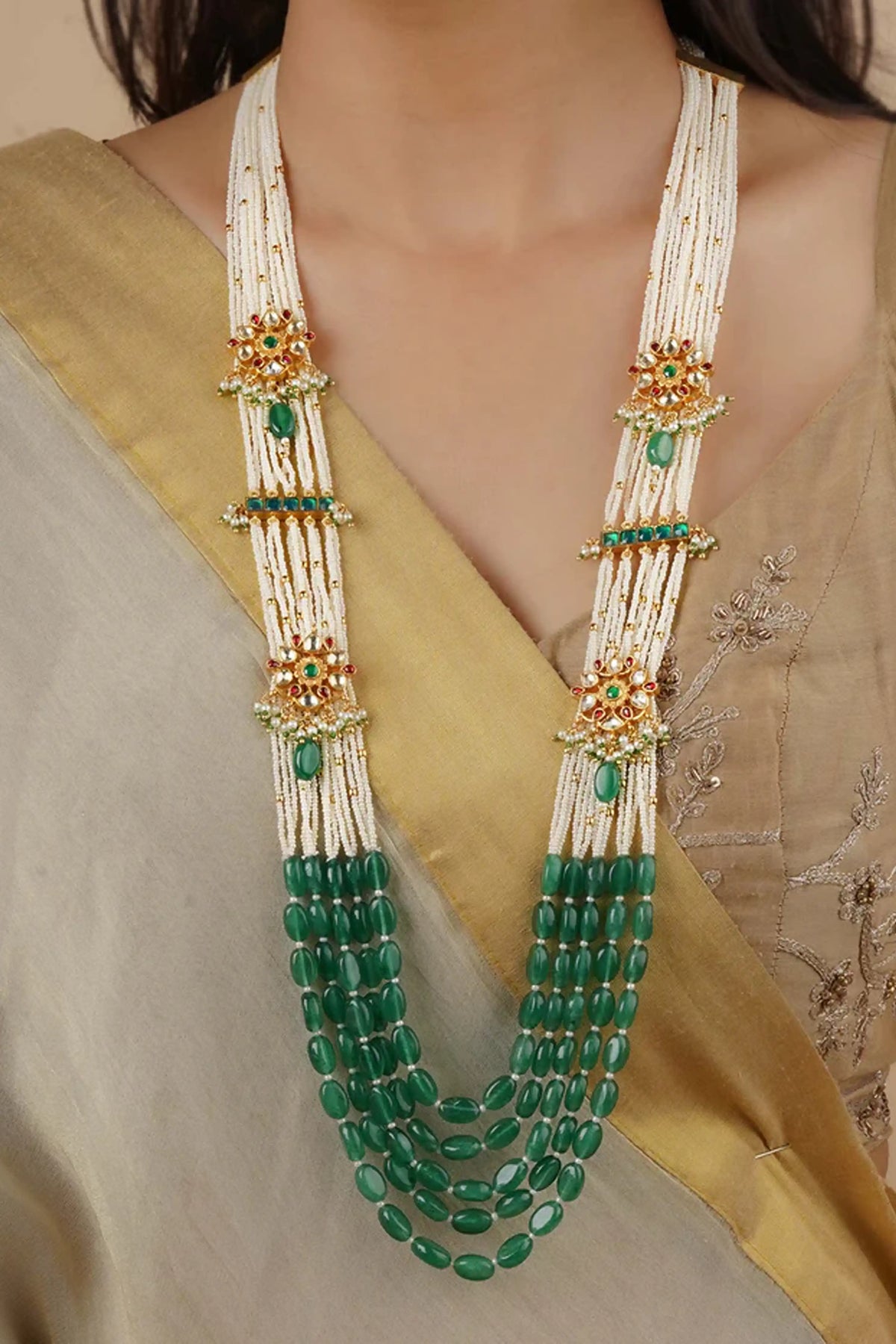 Multicolor Gold Plated Jadau Kundan Necklace Set