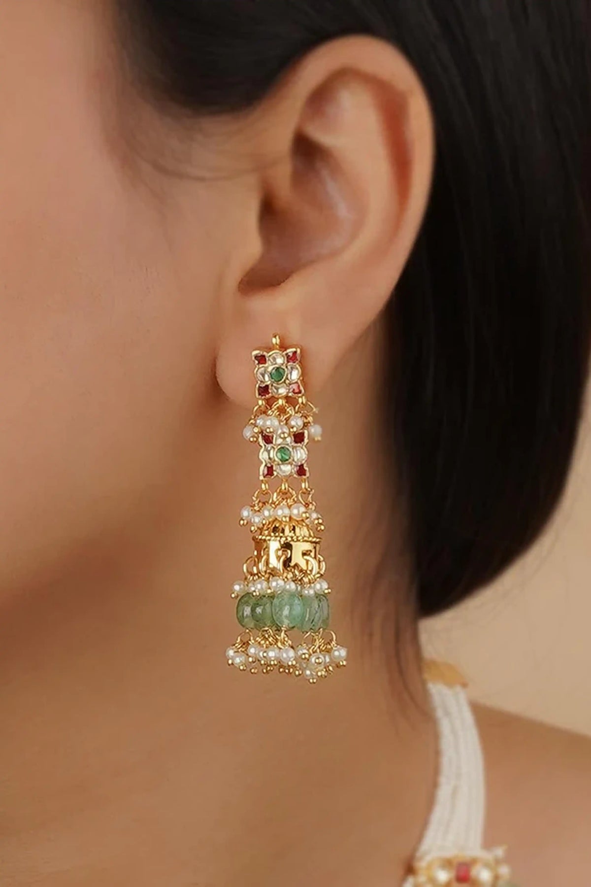 Multicolor Gold Plated Jadau Kundan Necklace Set