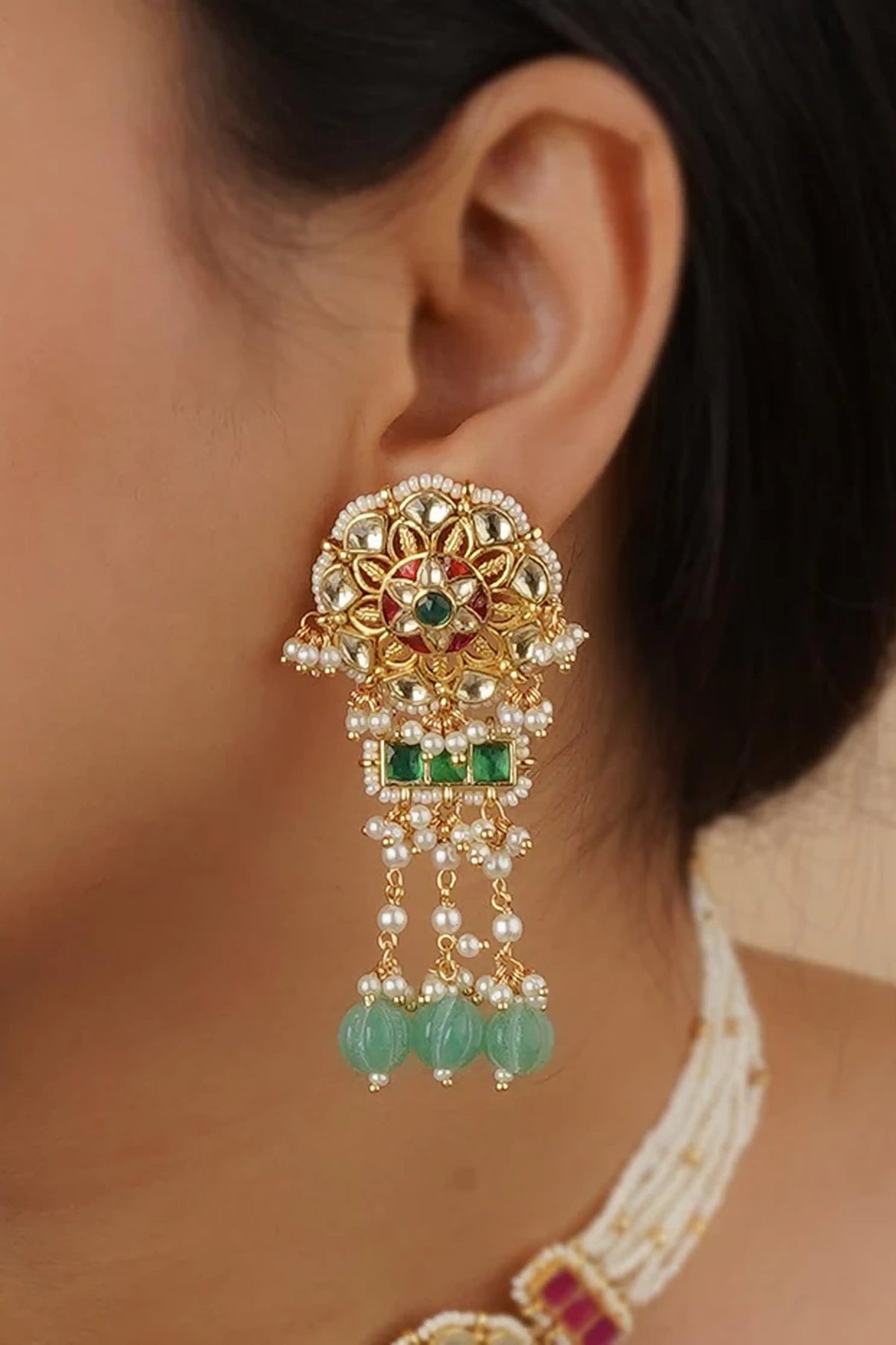 Gold Plated Jadau Kundan Necklace Set